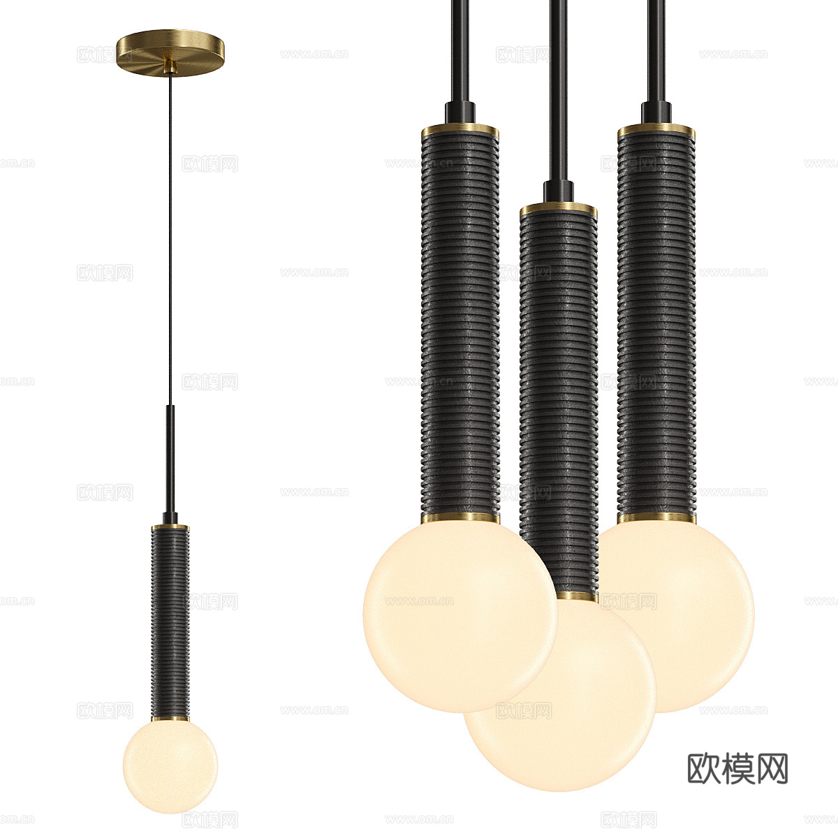 中古风 SOLF 黄铜吊灯3d模型
