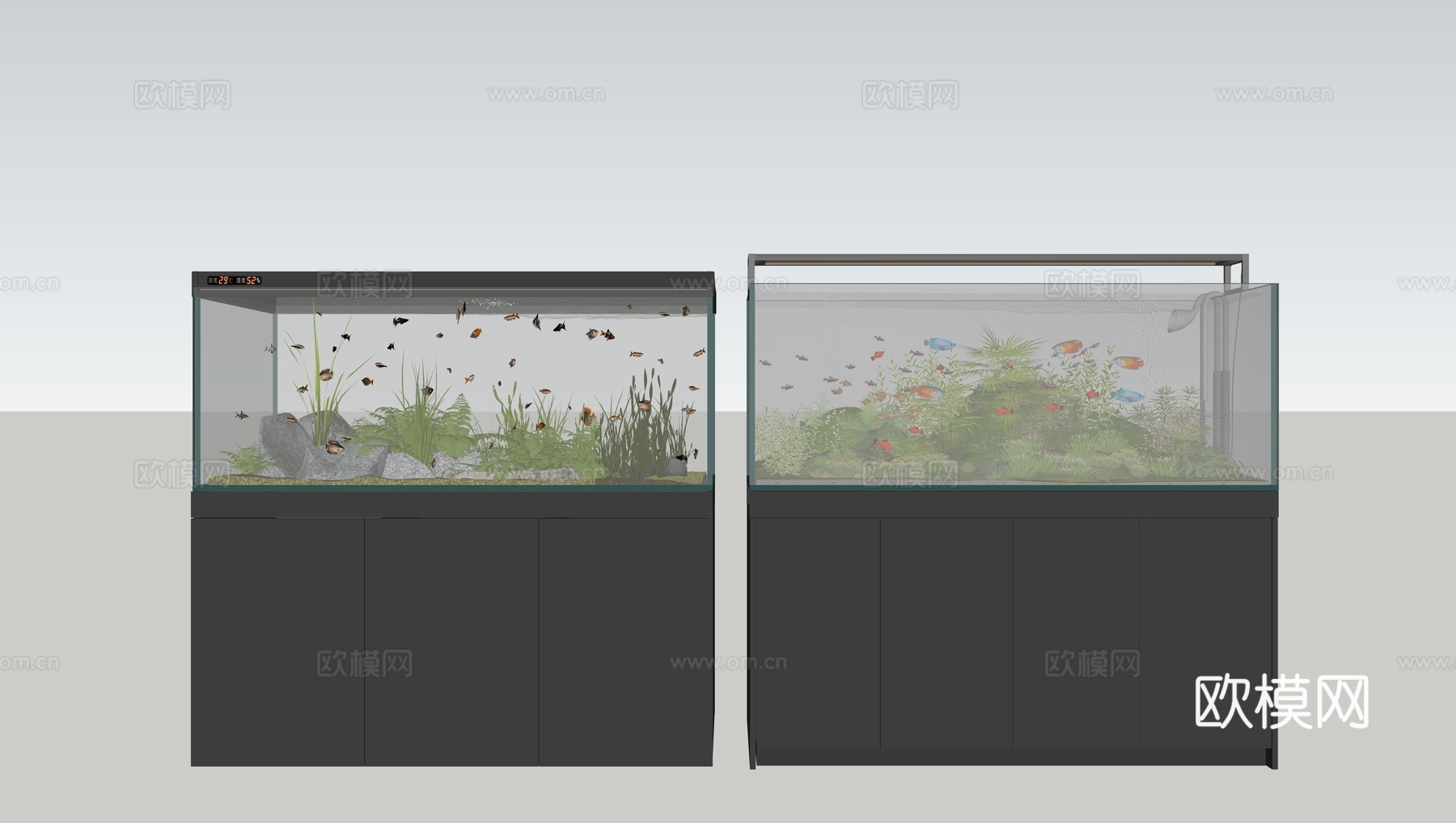 现代鱼缸水族箱su模型下载