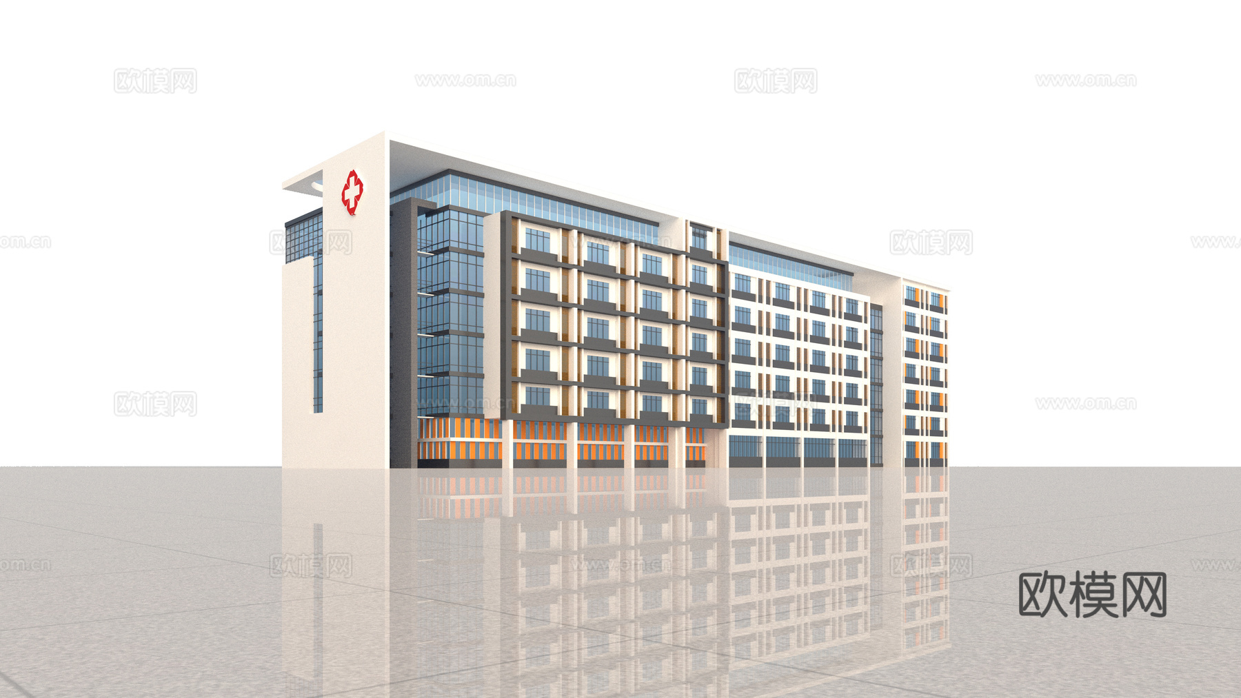 现代医院建筑外观su模型下载