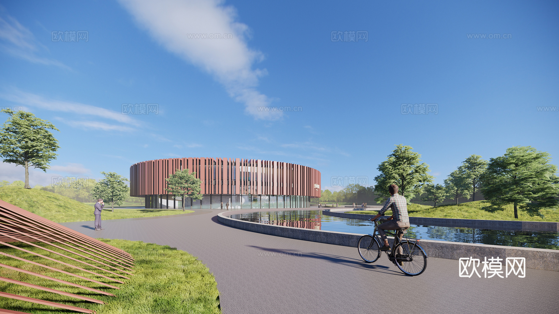 现代博物馆建筑外观su模型下载