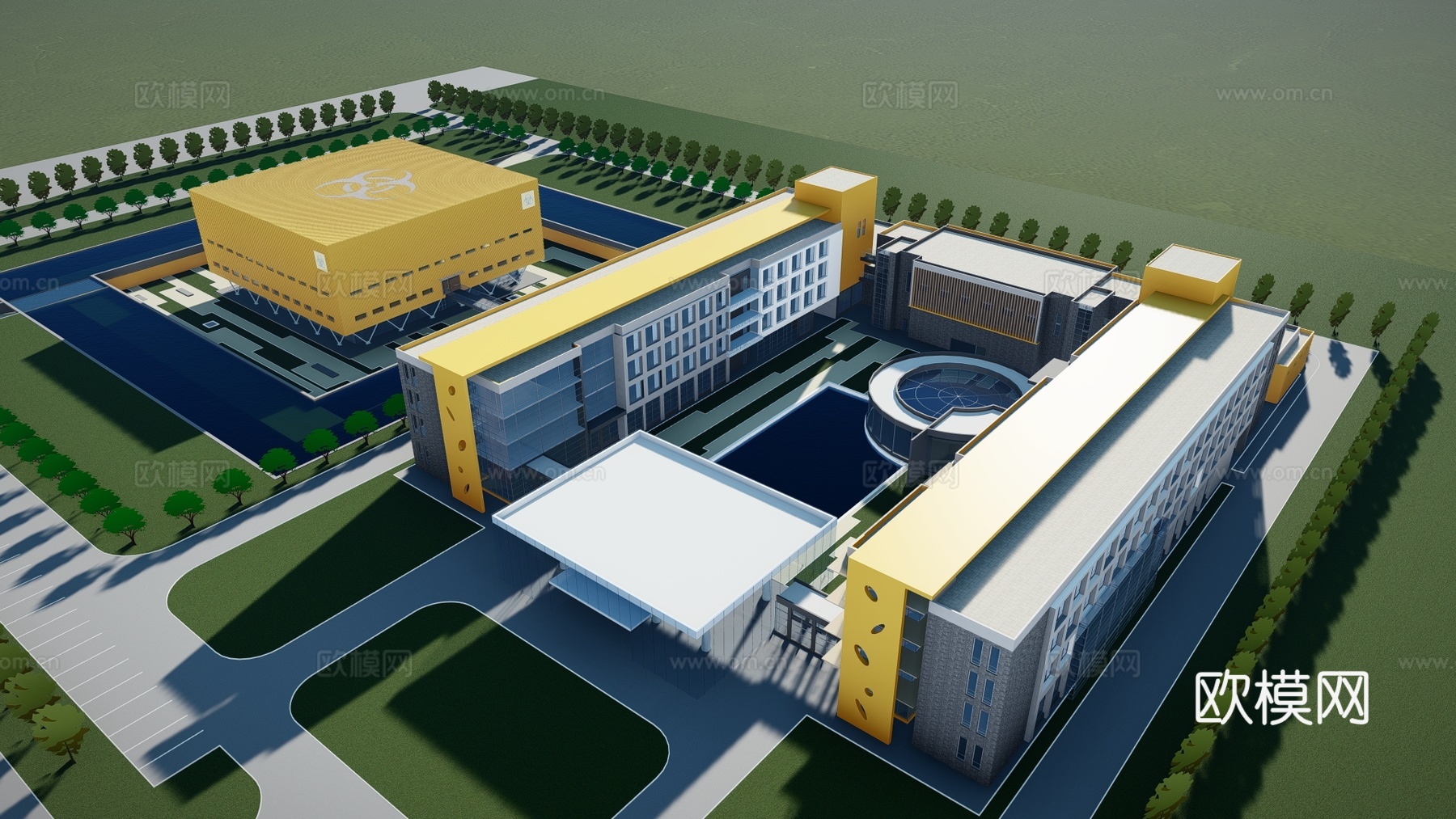 现代学校教学楼建筑外观su模型下载