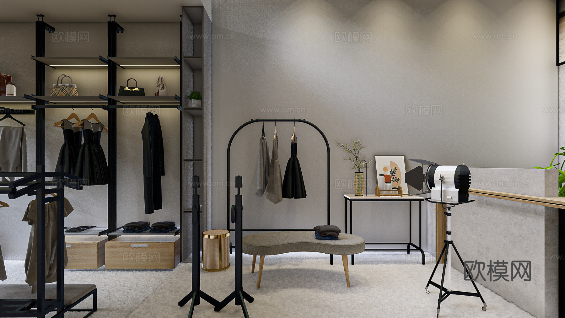 现代服装店su模型下载