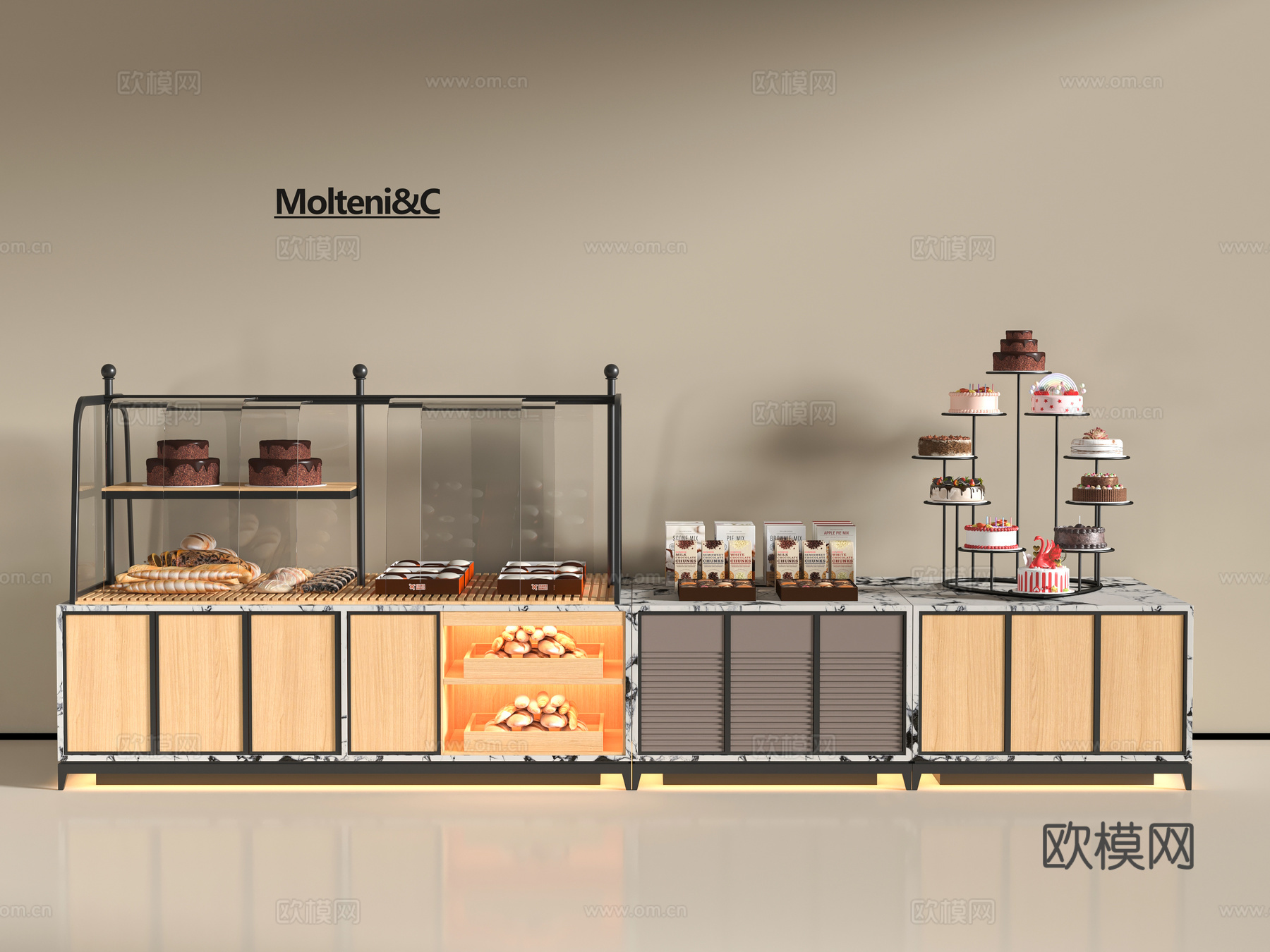 现代面包店展柜3d模型