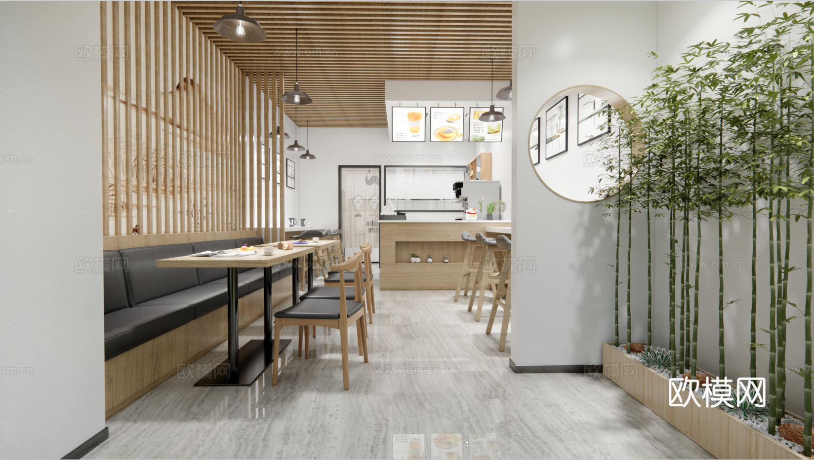 现代奶茶店su模型下载