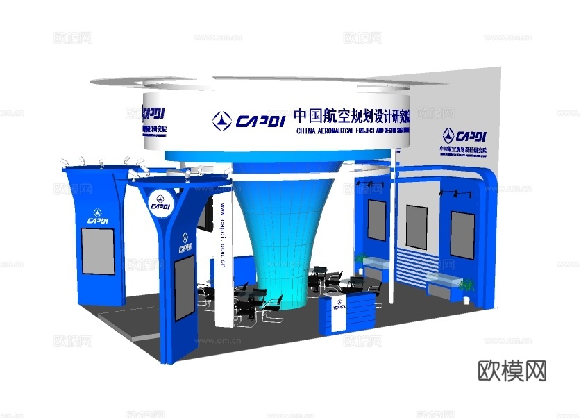 现代展厅展台su模型下载