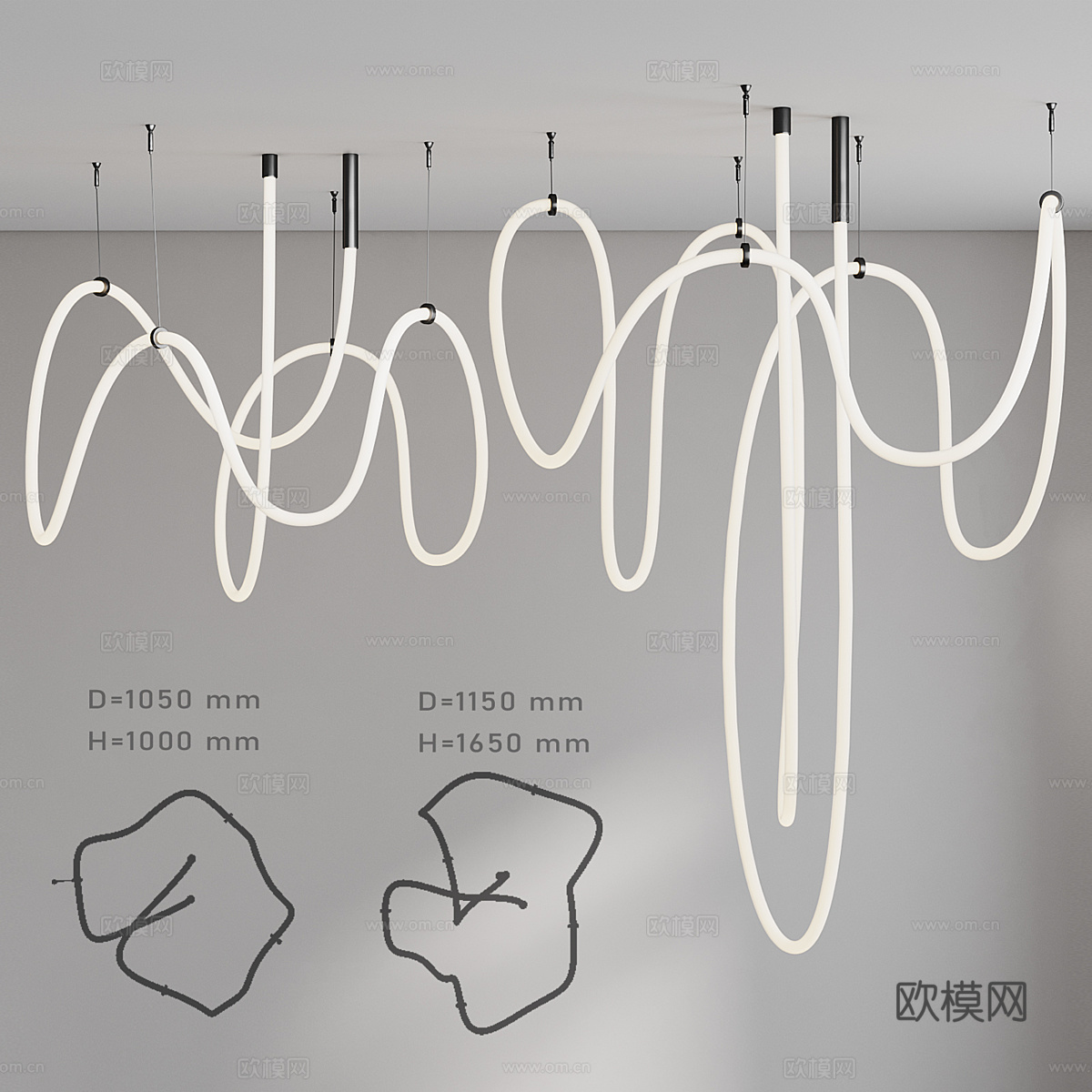 现代极简线性装饰吊灯3d模型