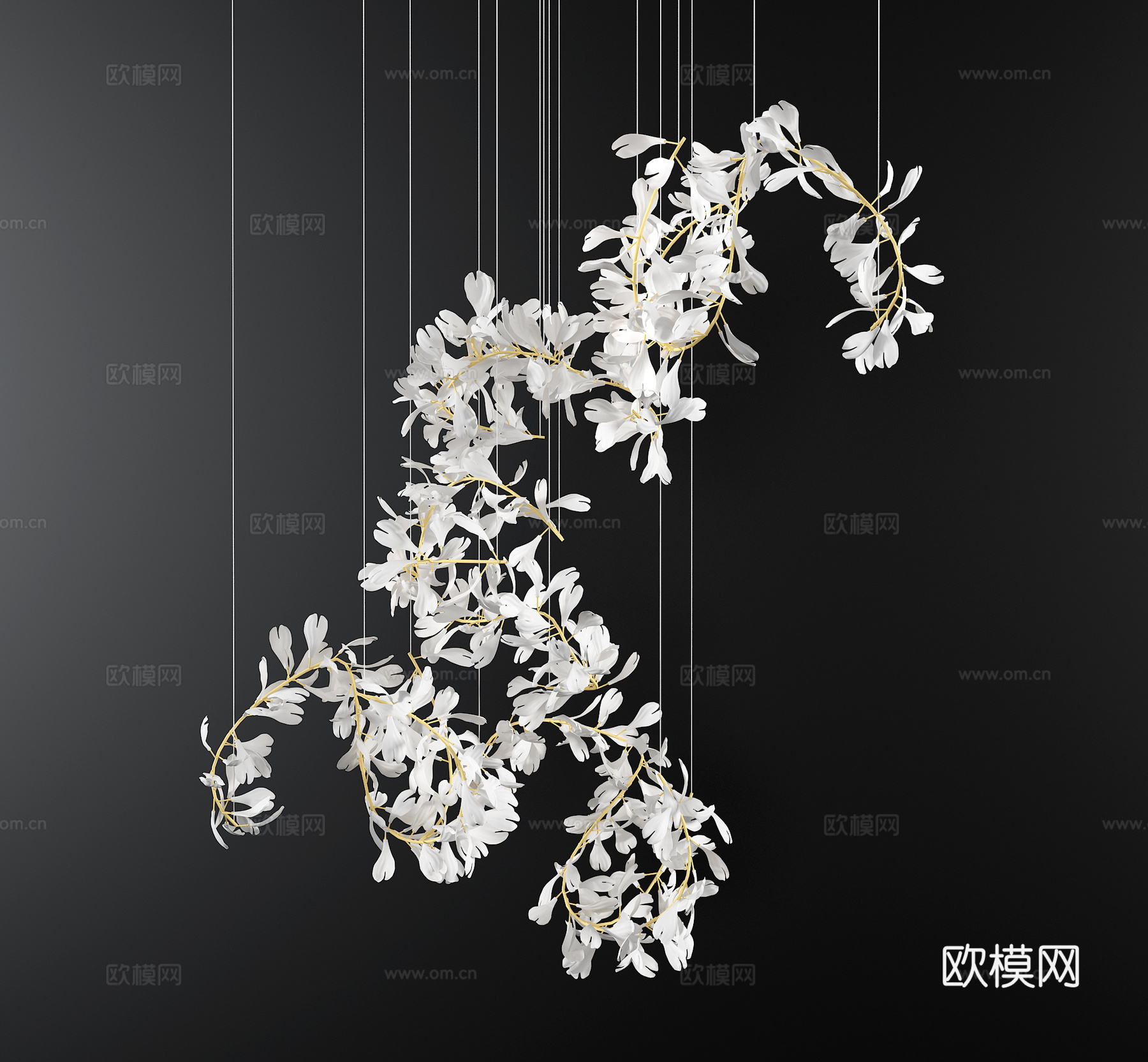 现代花瓣装饰灯su模型下载