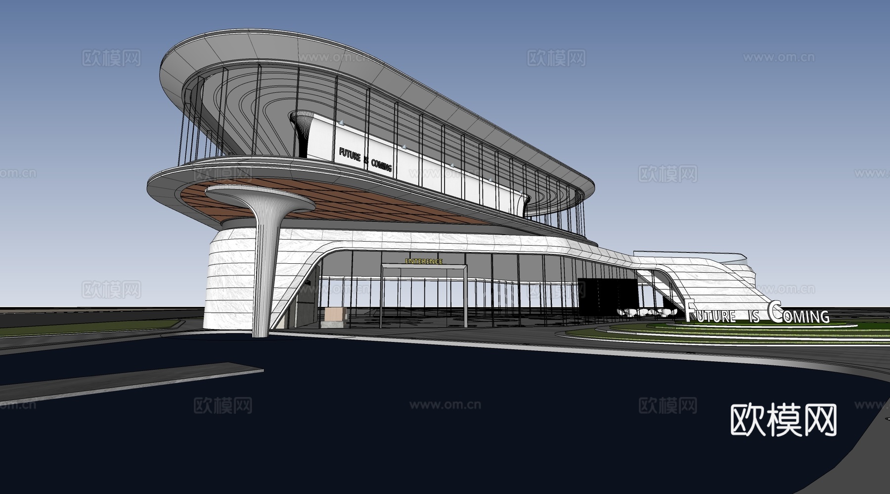 现代驿站建筑 小型公共建筑 公园建筑 商店建筑su模型
