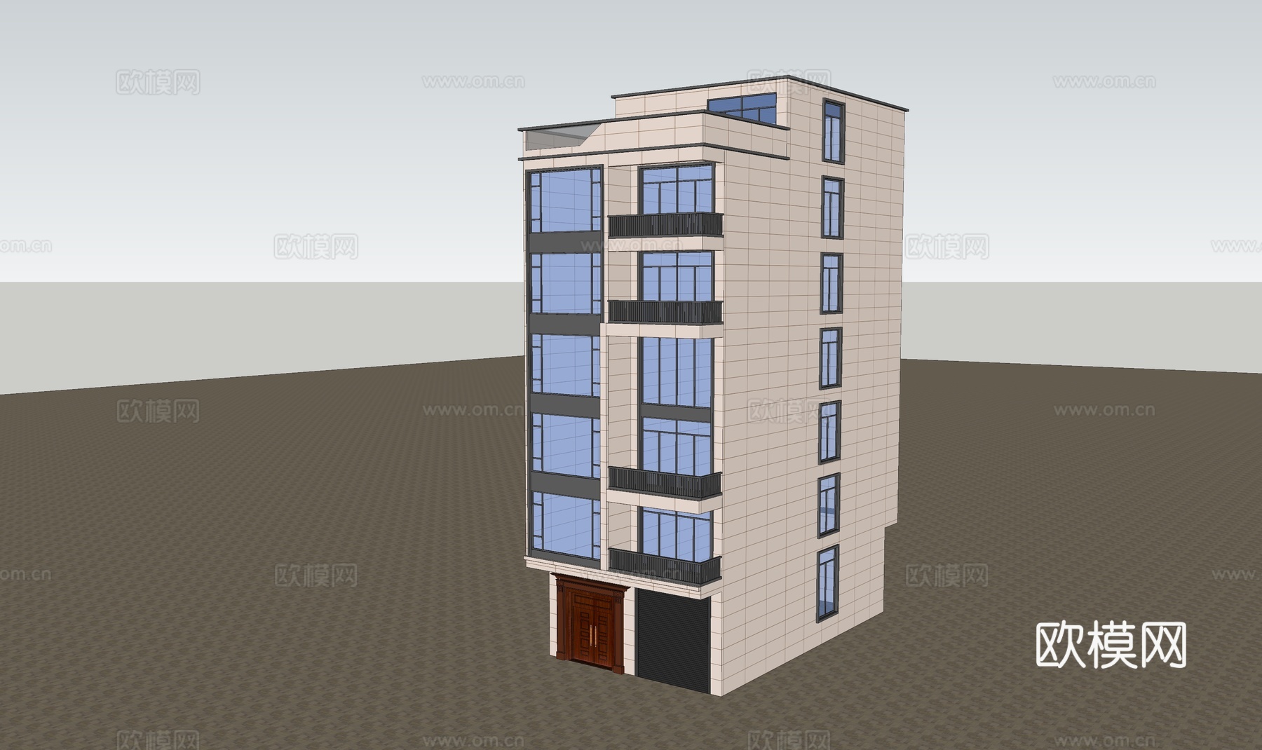现代独栋别墅建筑外观su模型下载