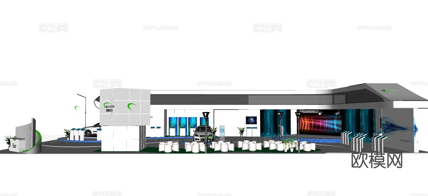 现代汽车展厅su模型下载