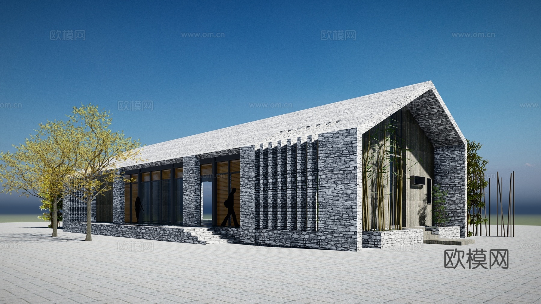 现代展厅建筑外观su模型下载