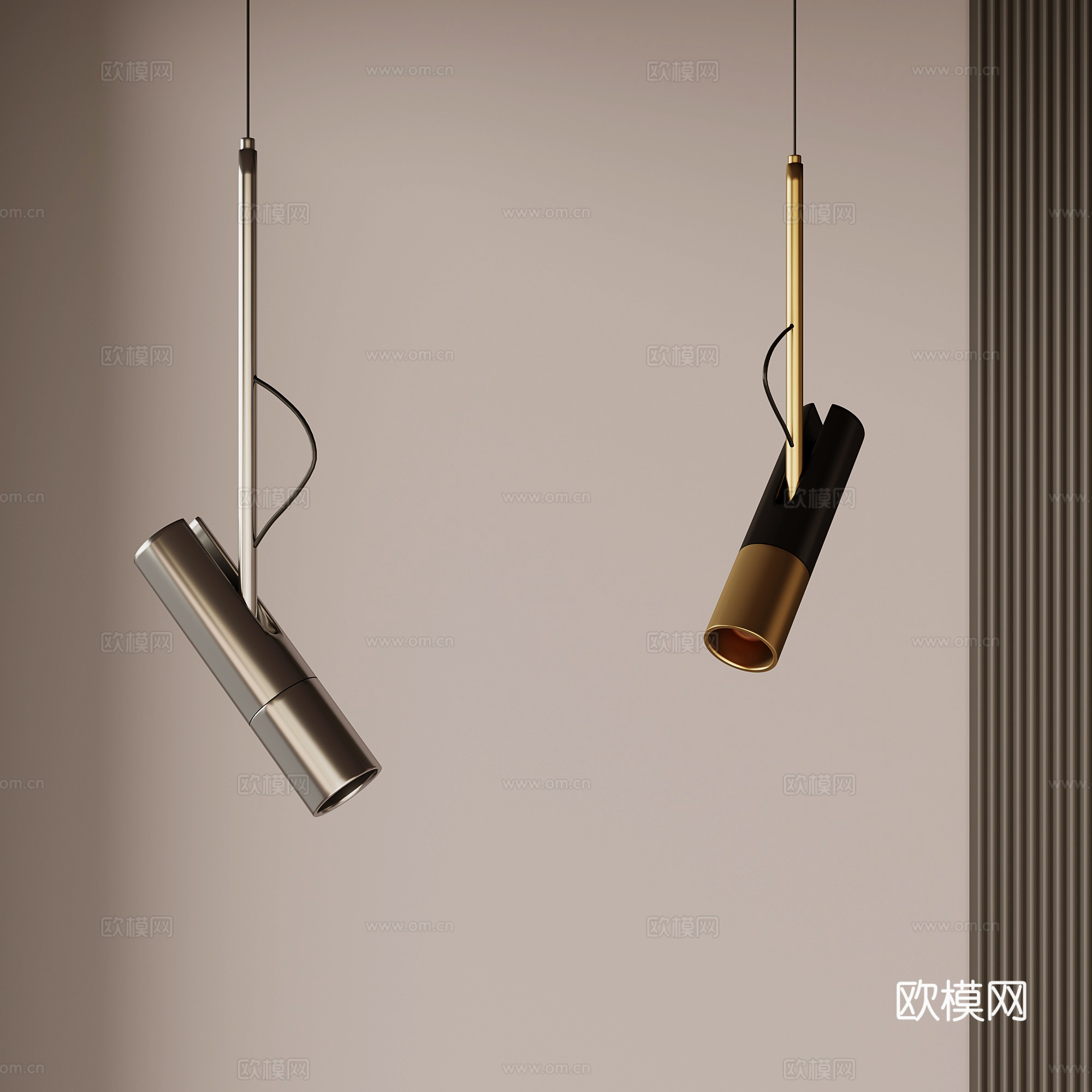 现代吊灯 床头吊灯 筒灯su模型