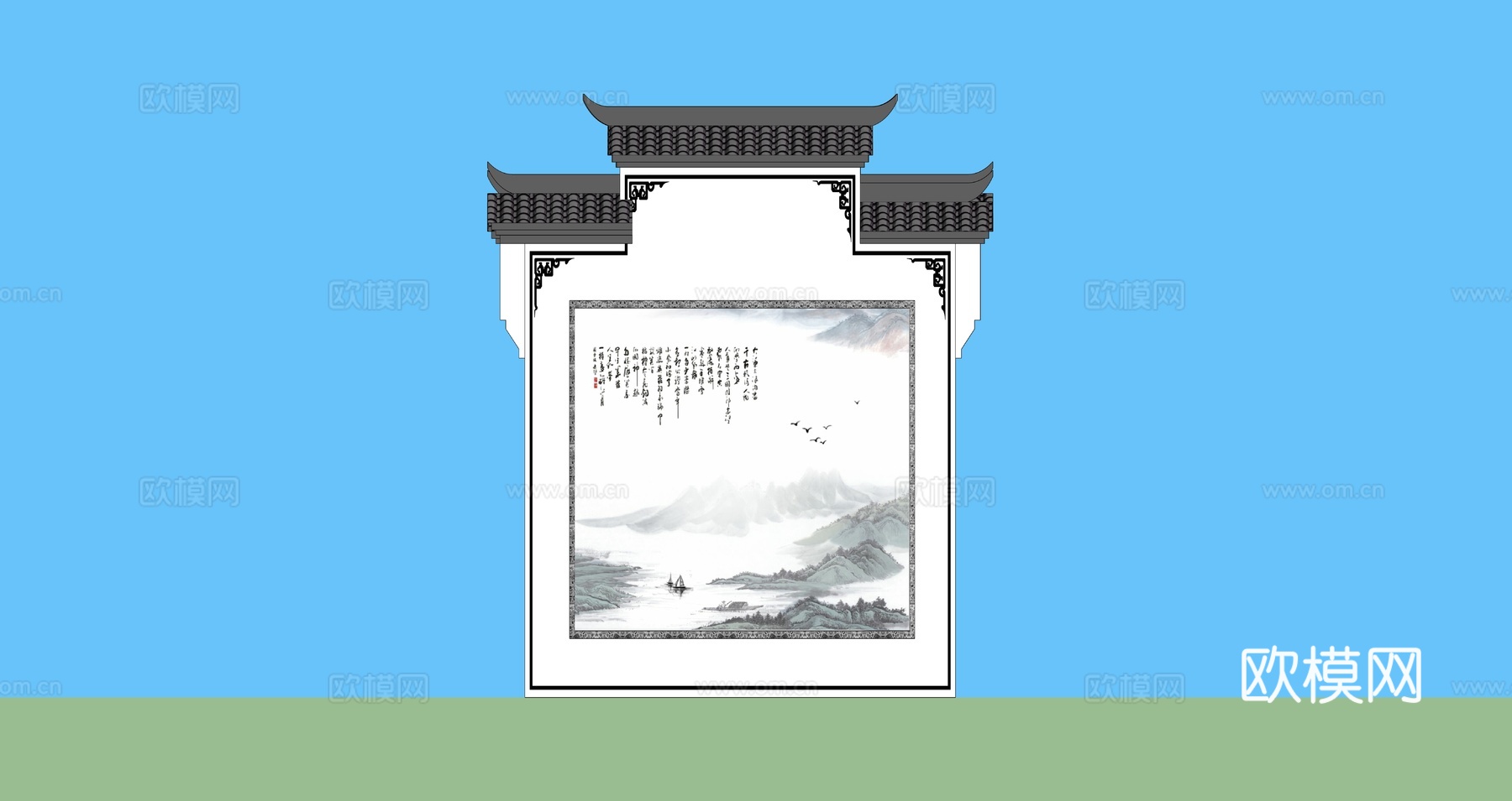 中式乡村公厕su模型下载