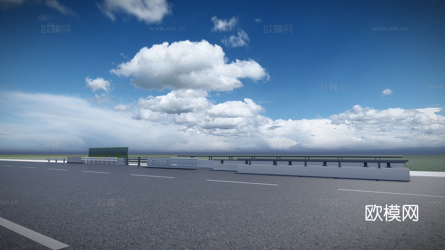 现代道路护栏栏杆su模型下载