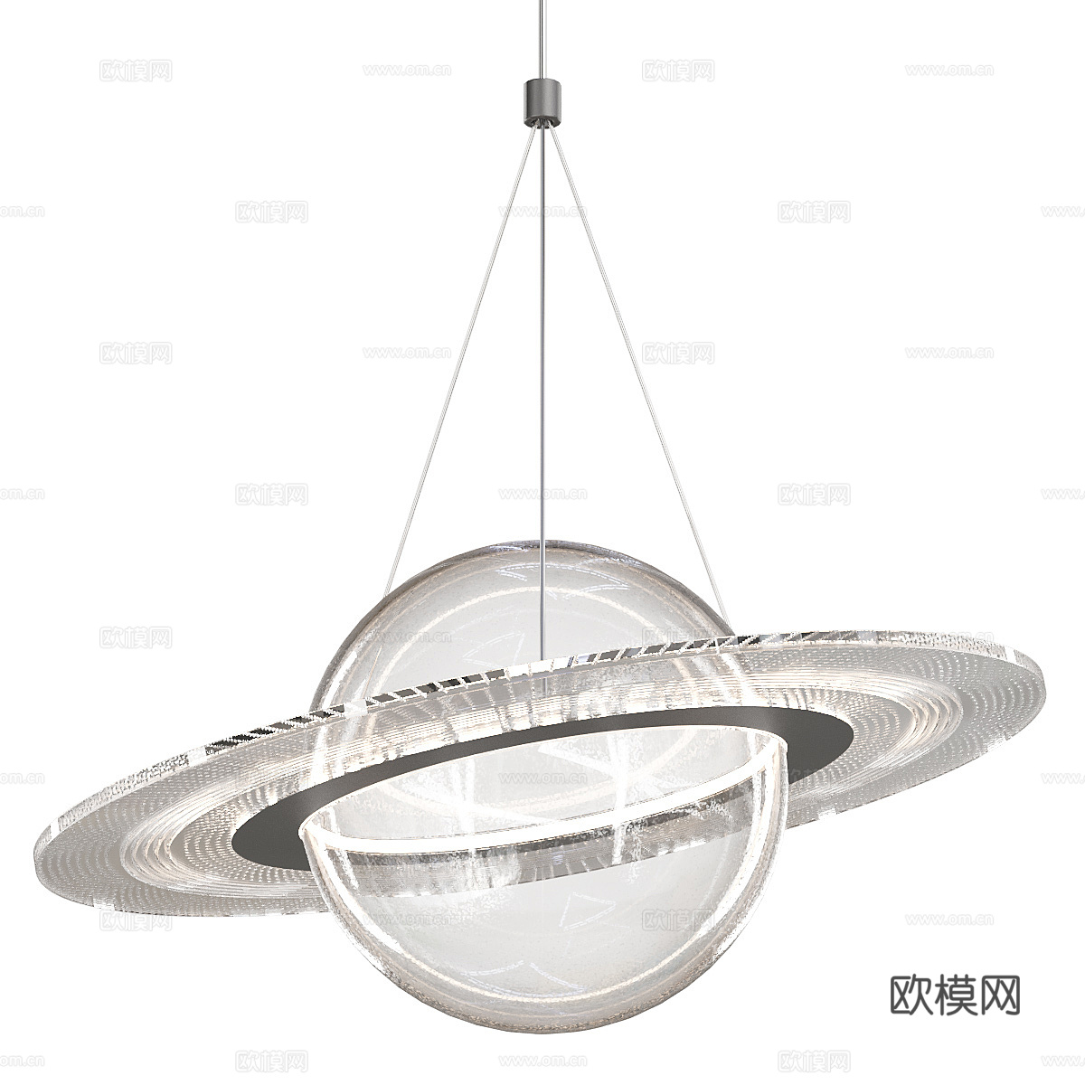 现代轻奢极简宇宙装饰玻璃吊灯3d模型