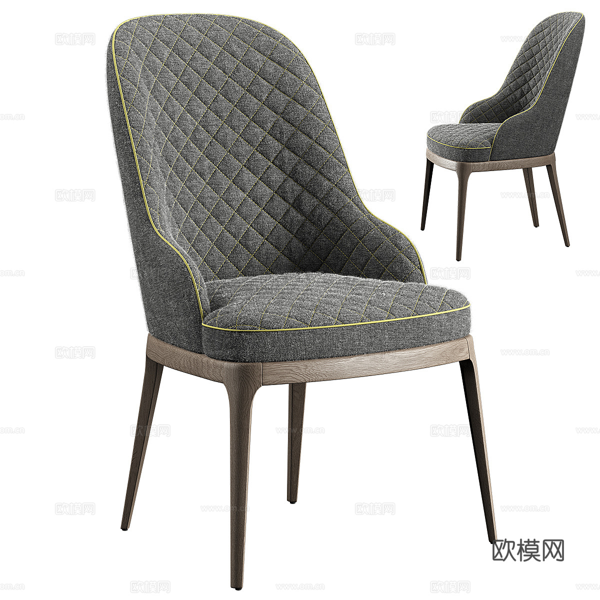 现代意式圆餐桌椅组合3d模型下载（渲染图2）