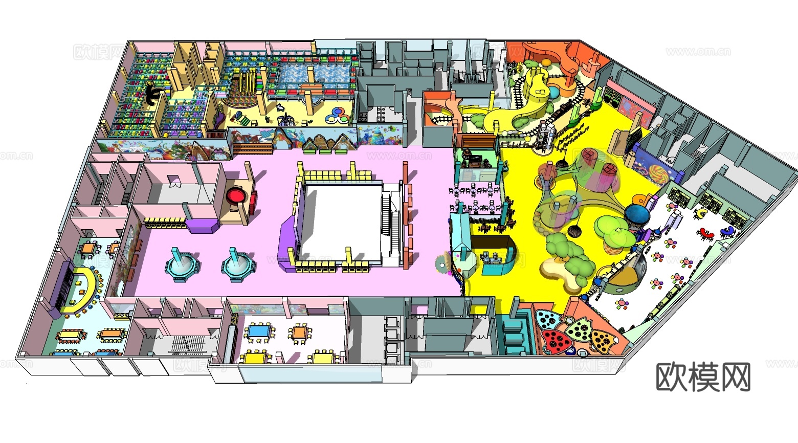 现代室内游乐园su模型下载下载（渲染图1）