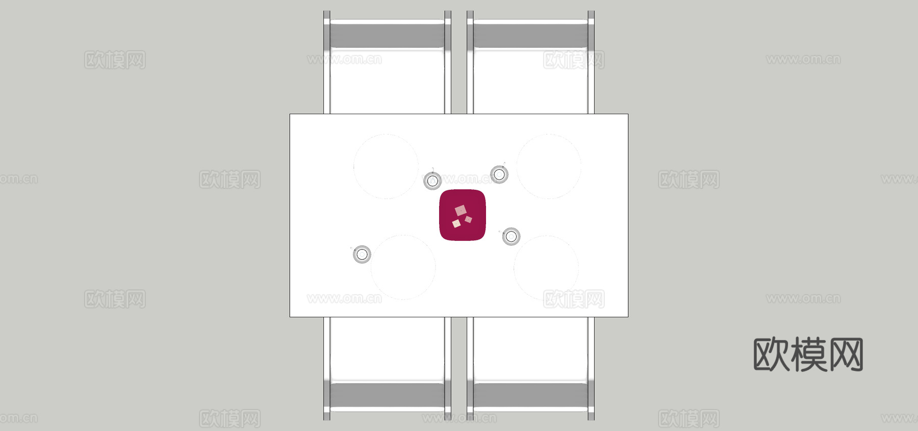 现代方形餐桌椅su模型下载