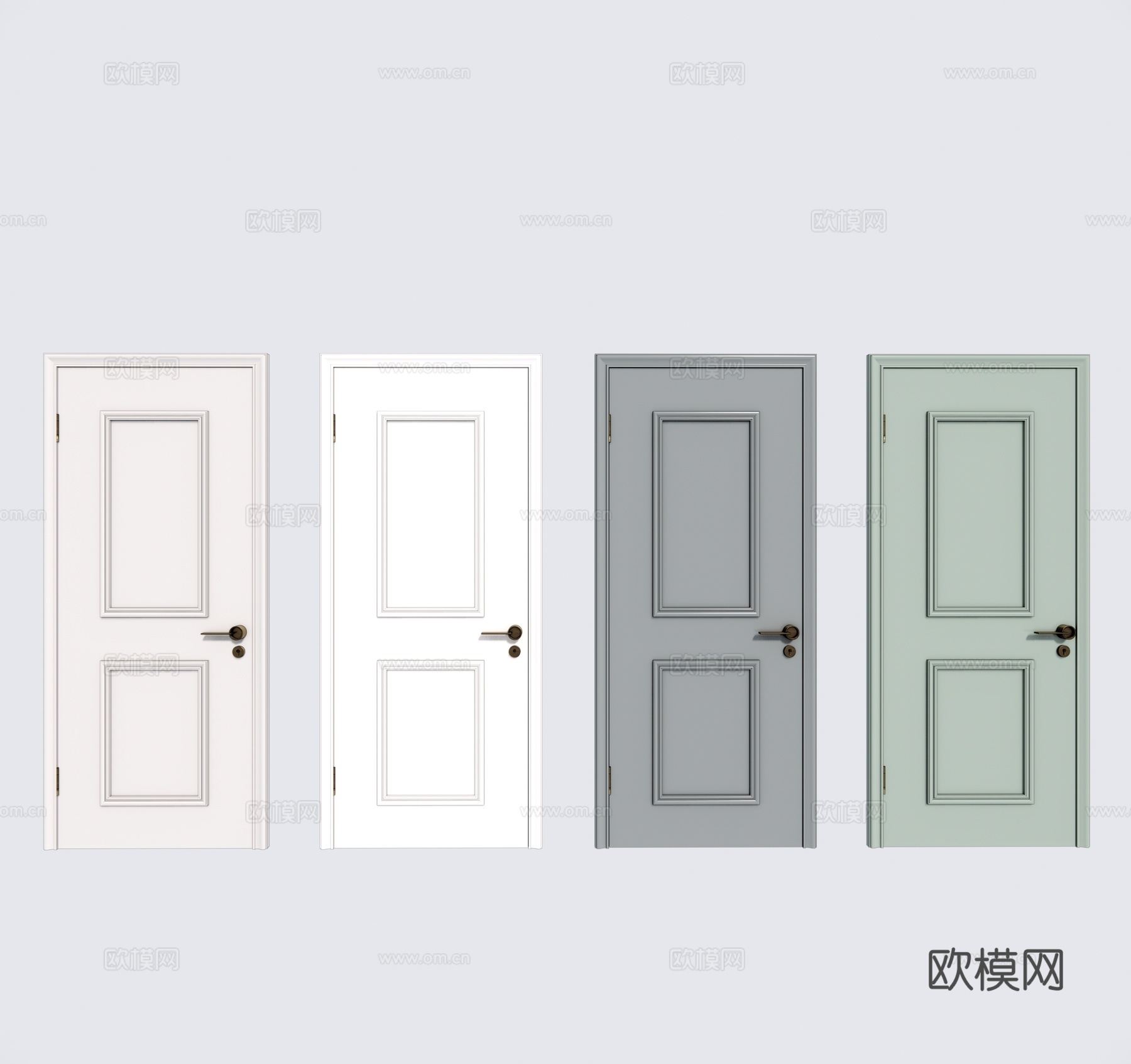 简欧平开门房门su模型下载