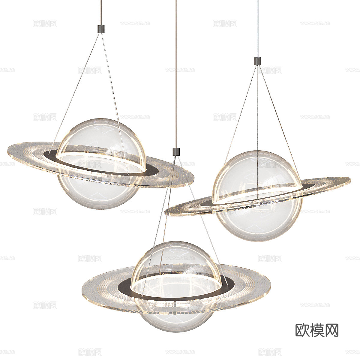 现代轻奢极简宇宙装饰玻璃吊灯3d模型