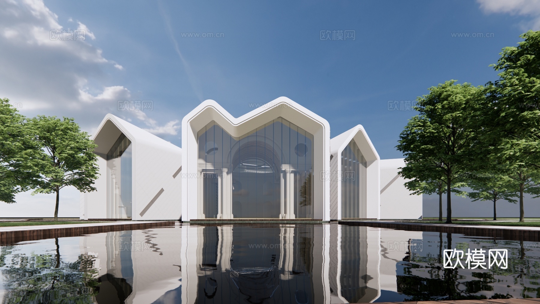 现代美术馆展览馆su模型下载