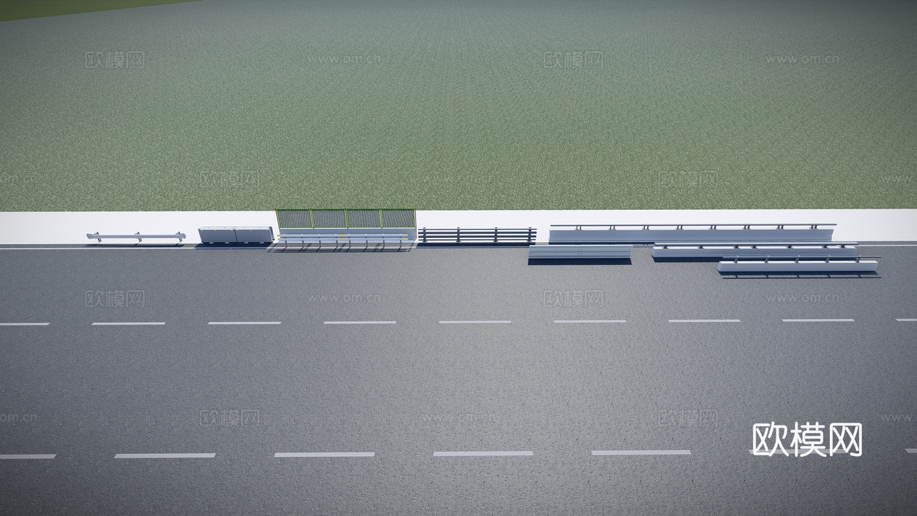 现代道路护栏栏杆su模型下载