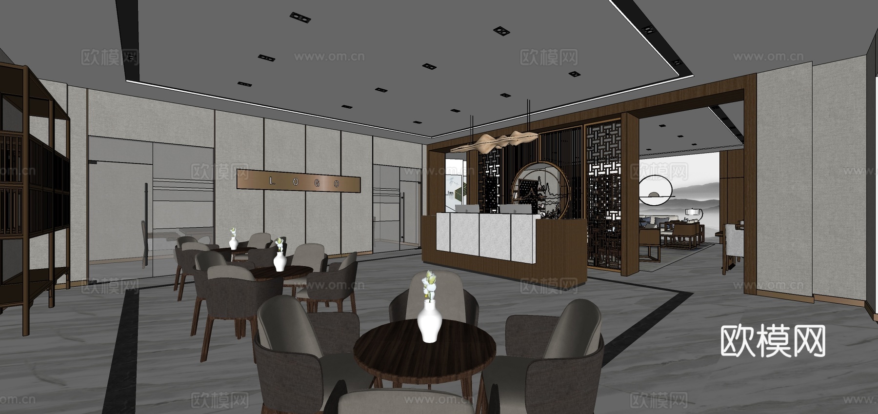 新中式家具家居专卖店su模型下载