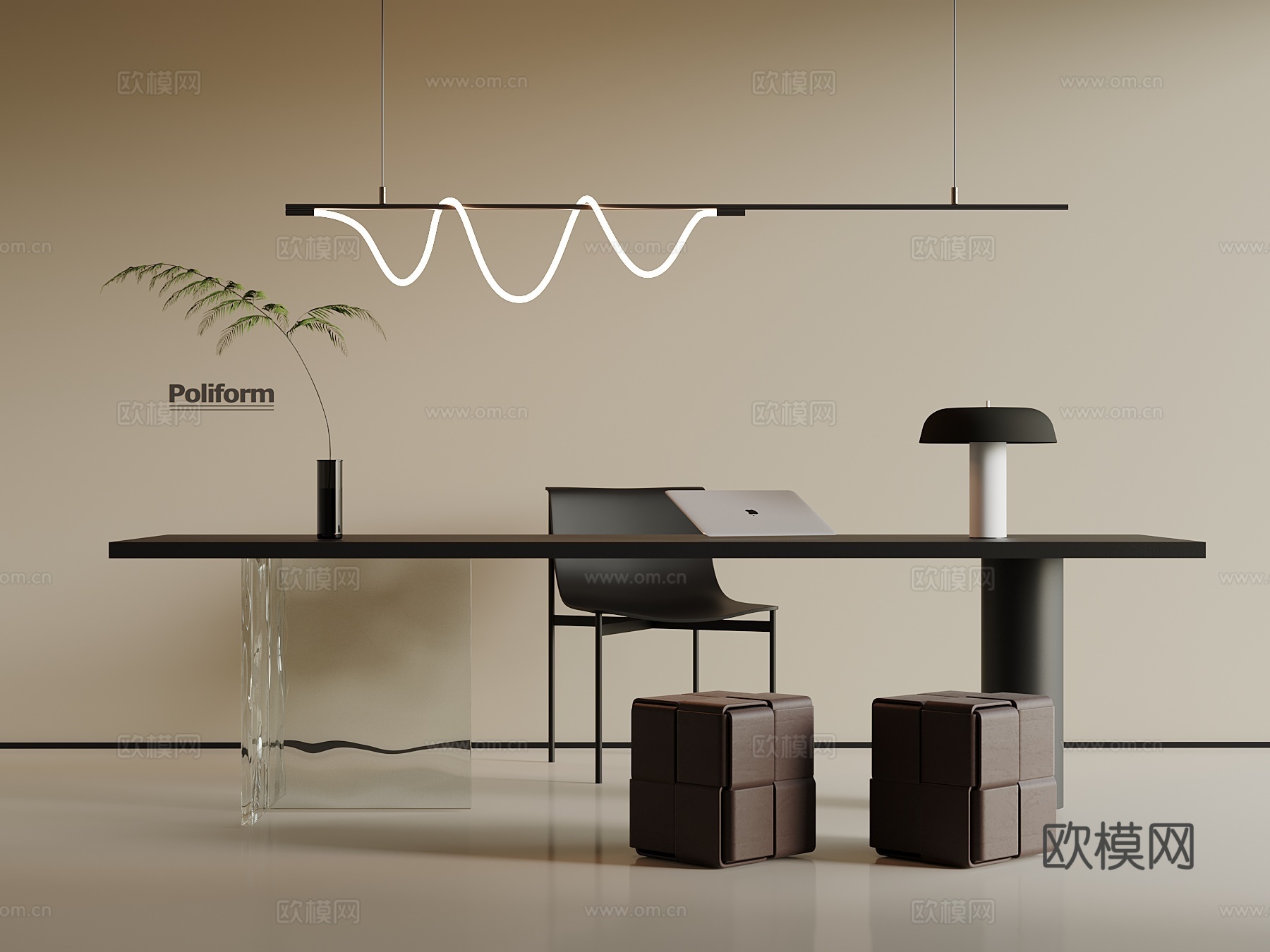 现代书桌椅su模型