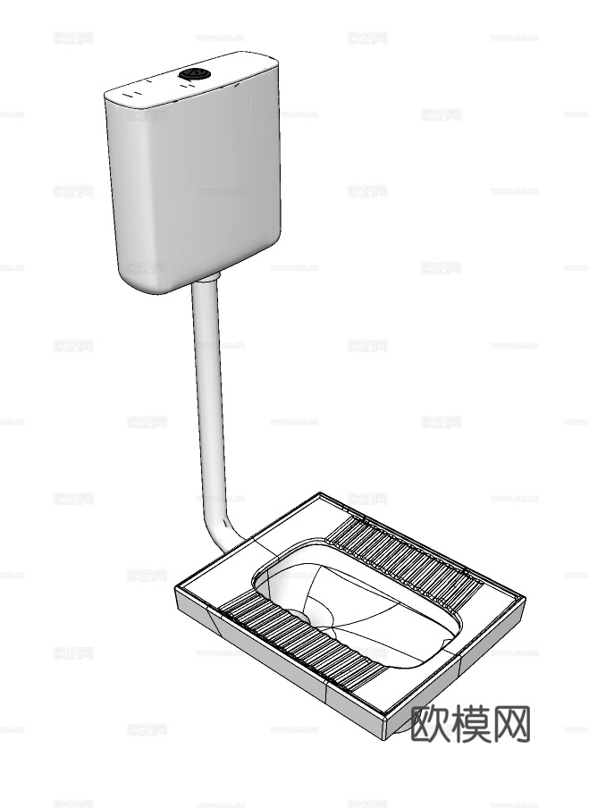 现代水箱蹲便器su模型下载
