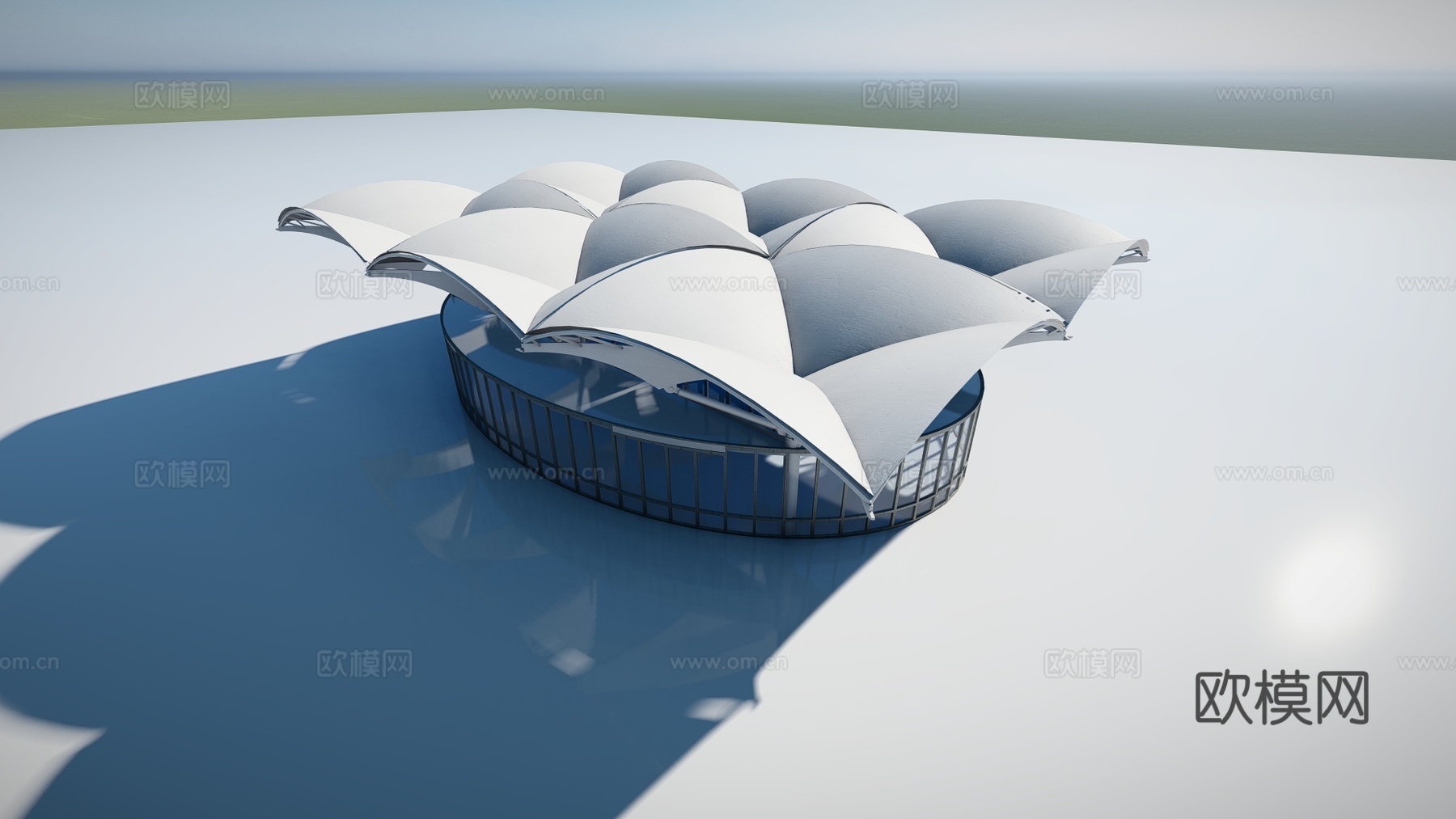 现代展馆建筑外观su模型下载