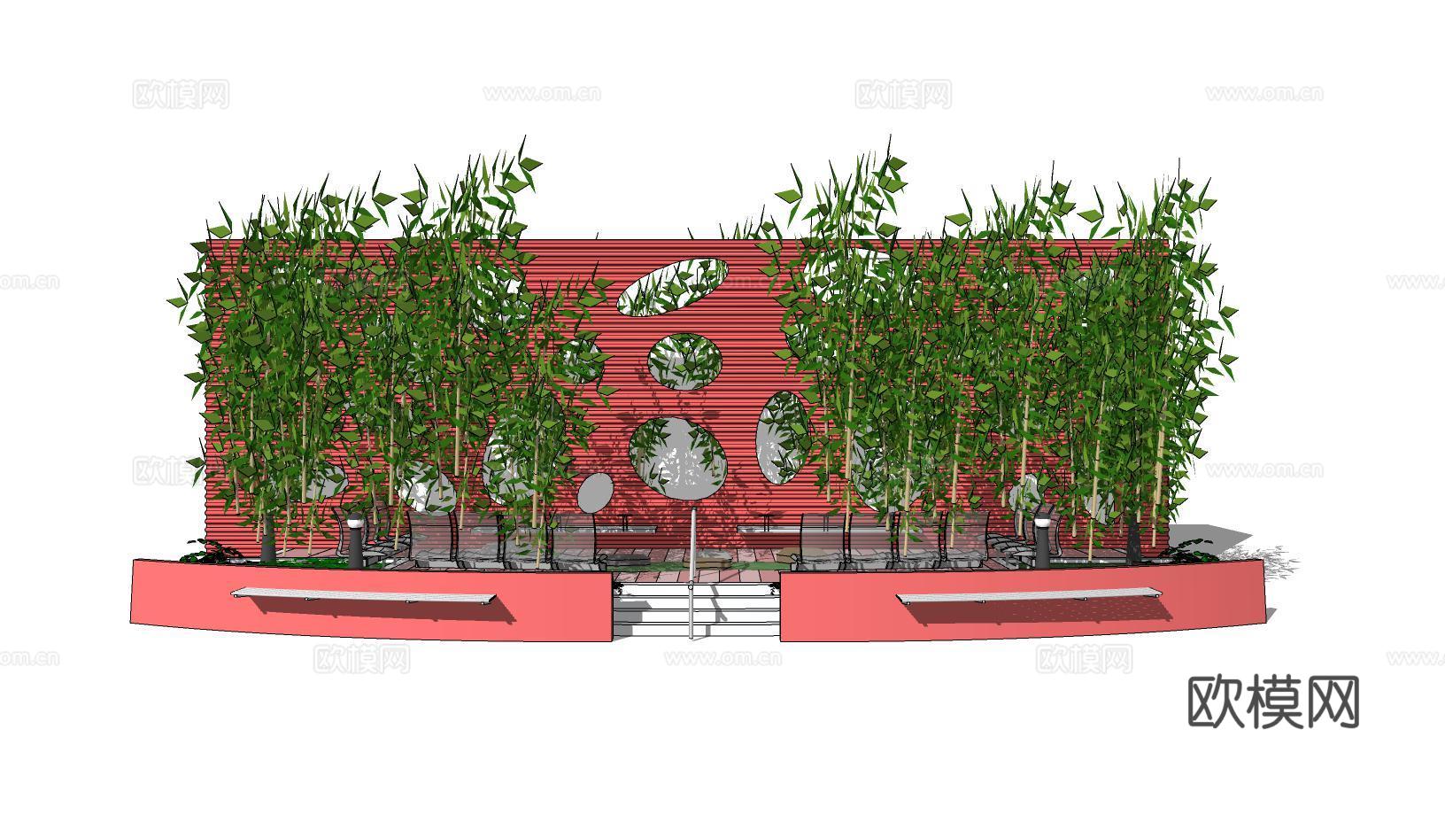现代绿植园艺小品su模型下载