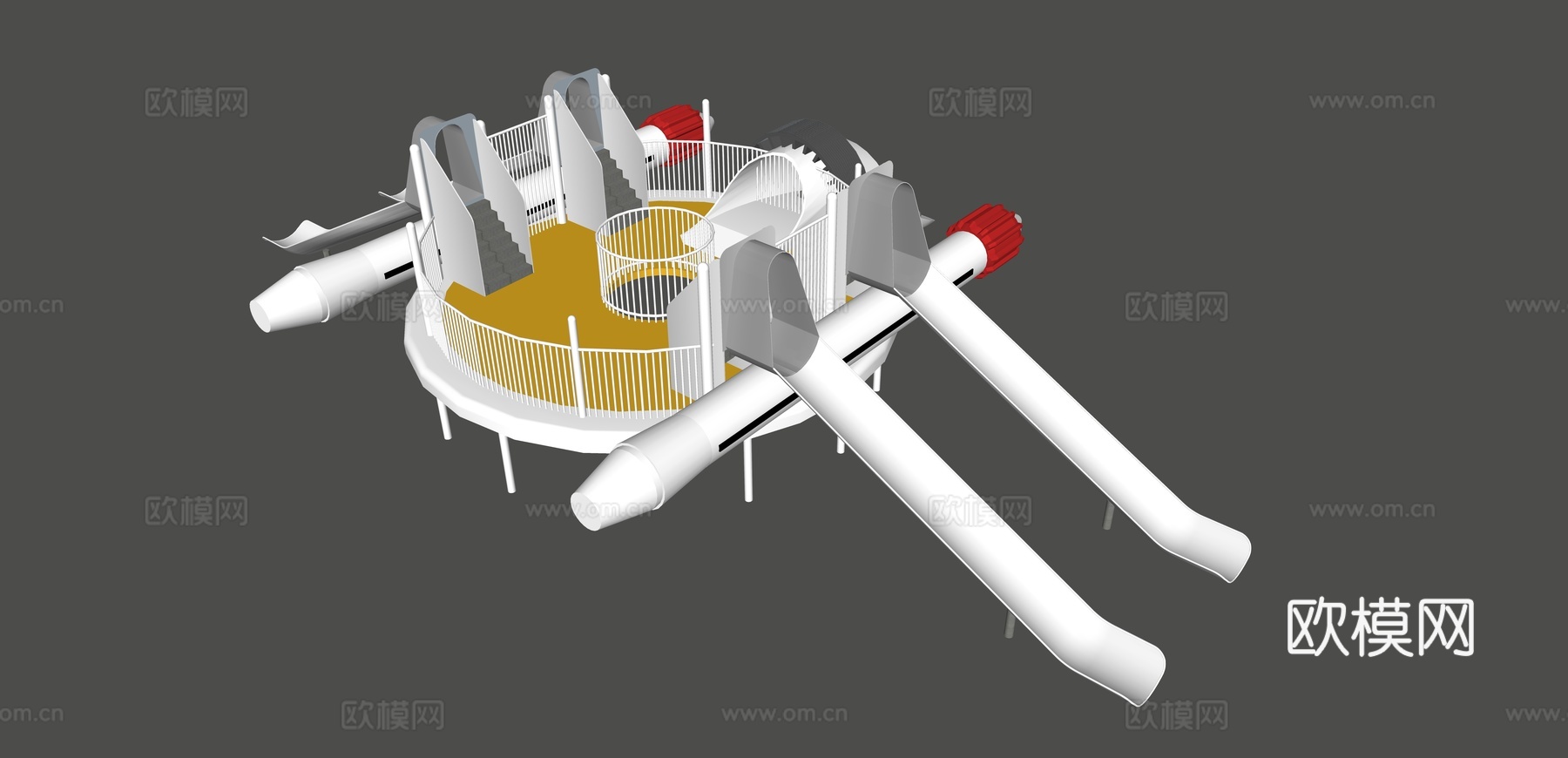 现代滑梯儿童设备su模型下载