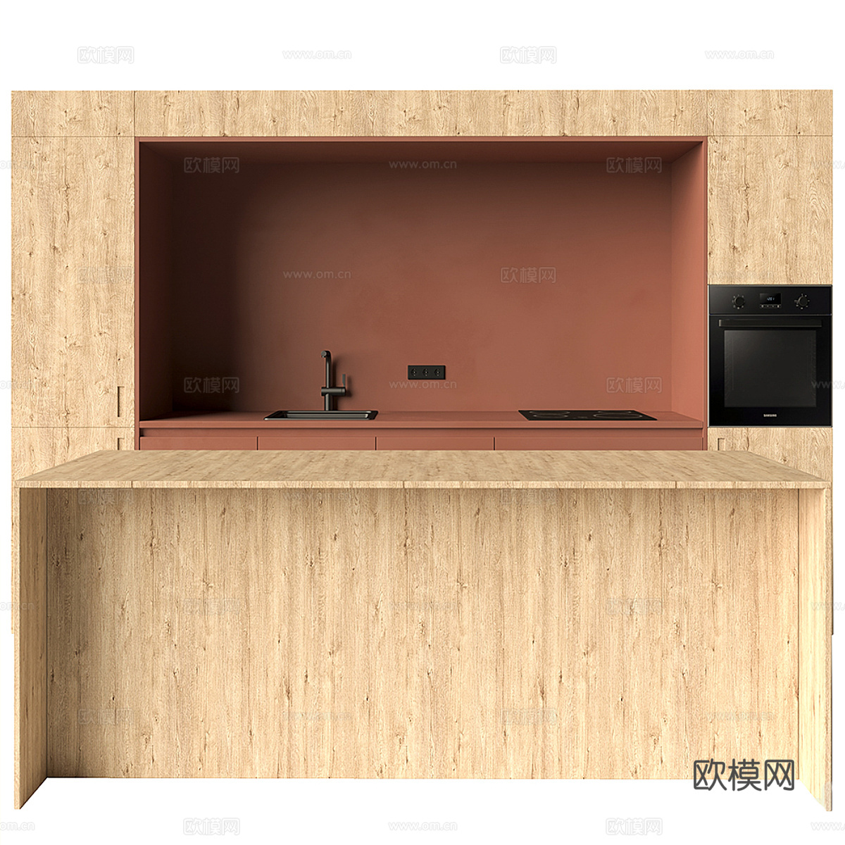 现代极简橱柜 岛台3d模型