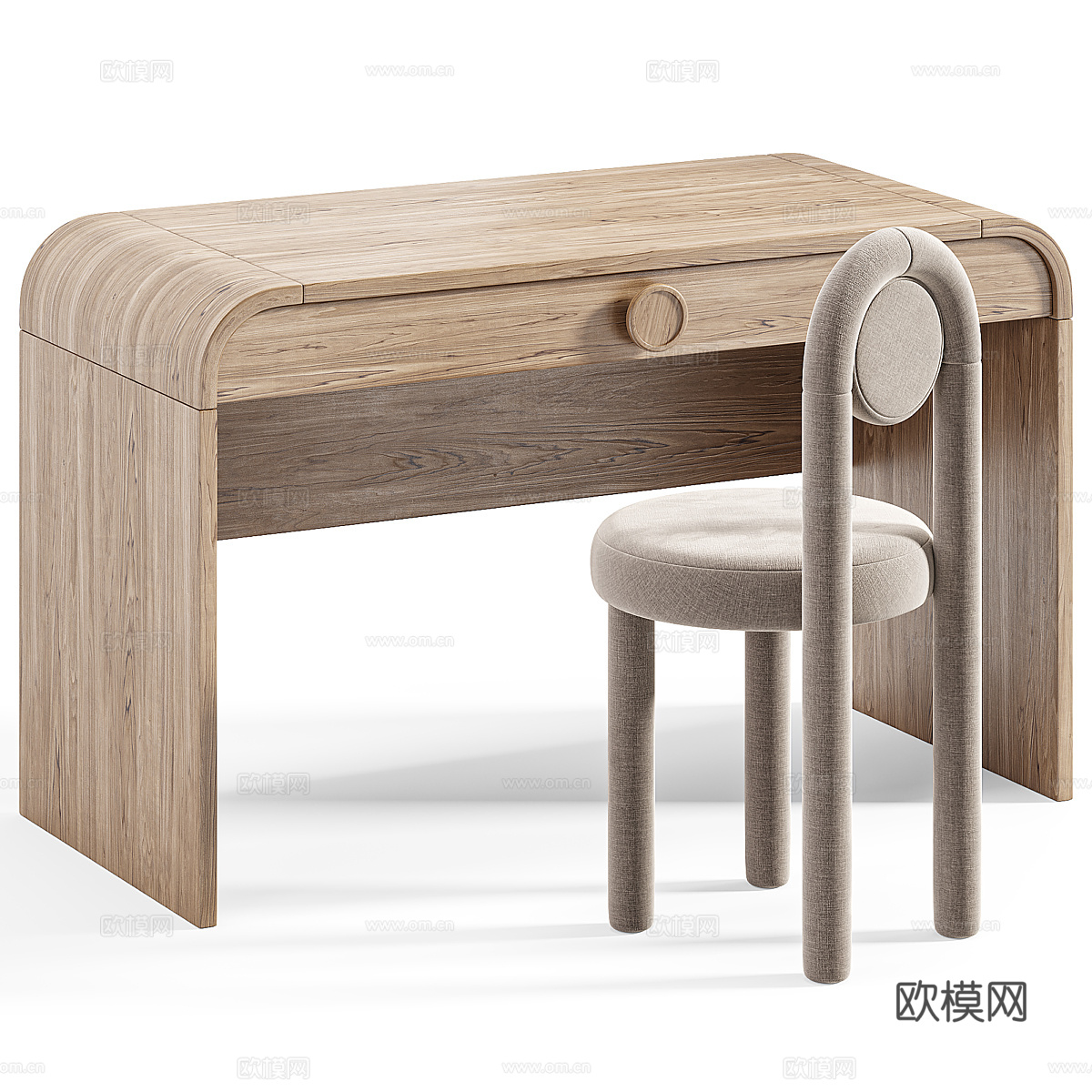 新中式梳妆台 书桌椅3d模型