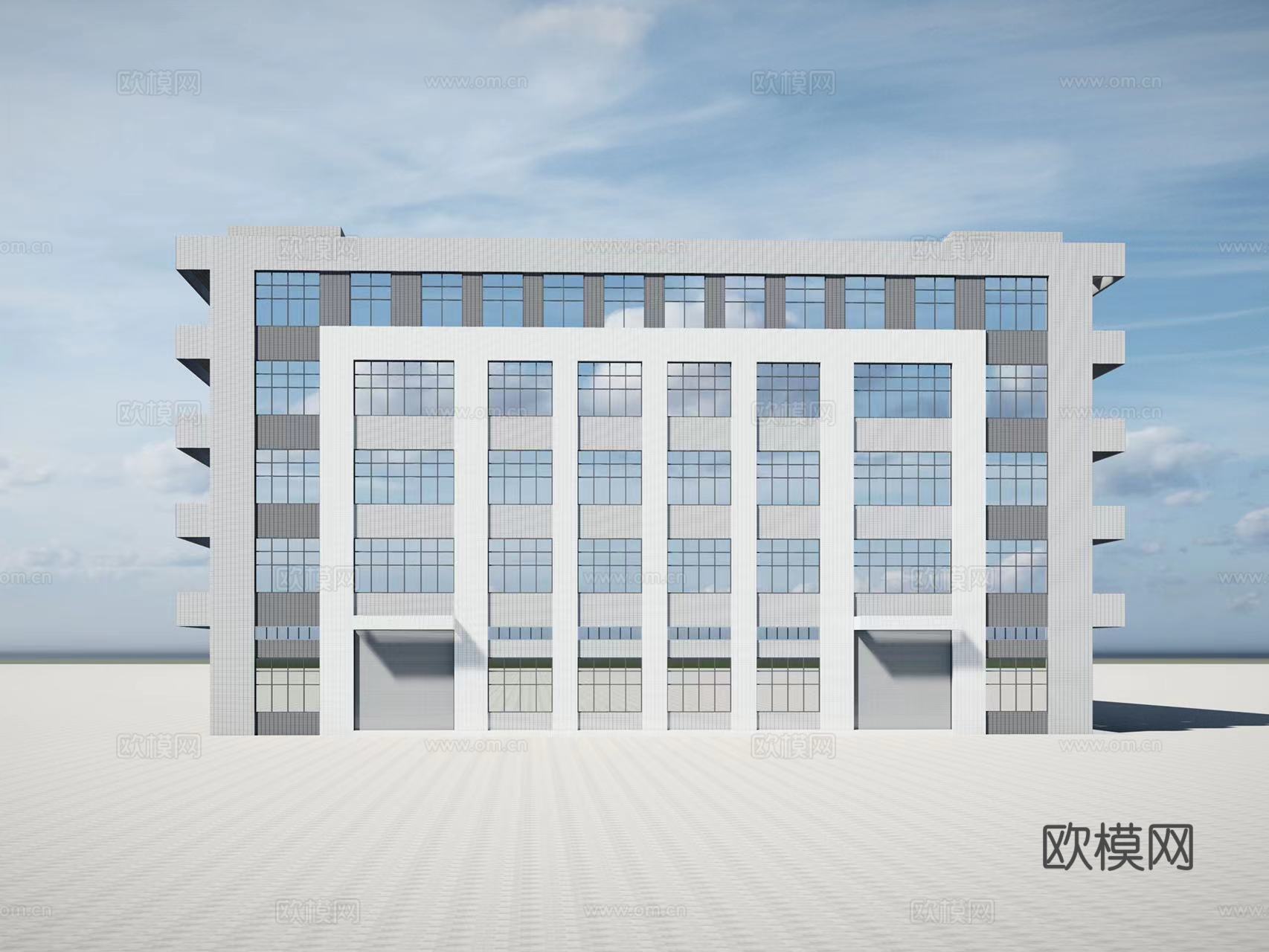 现代工厂厂房建筑外观su模型下载