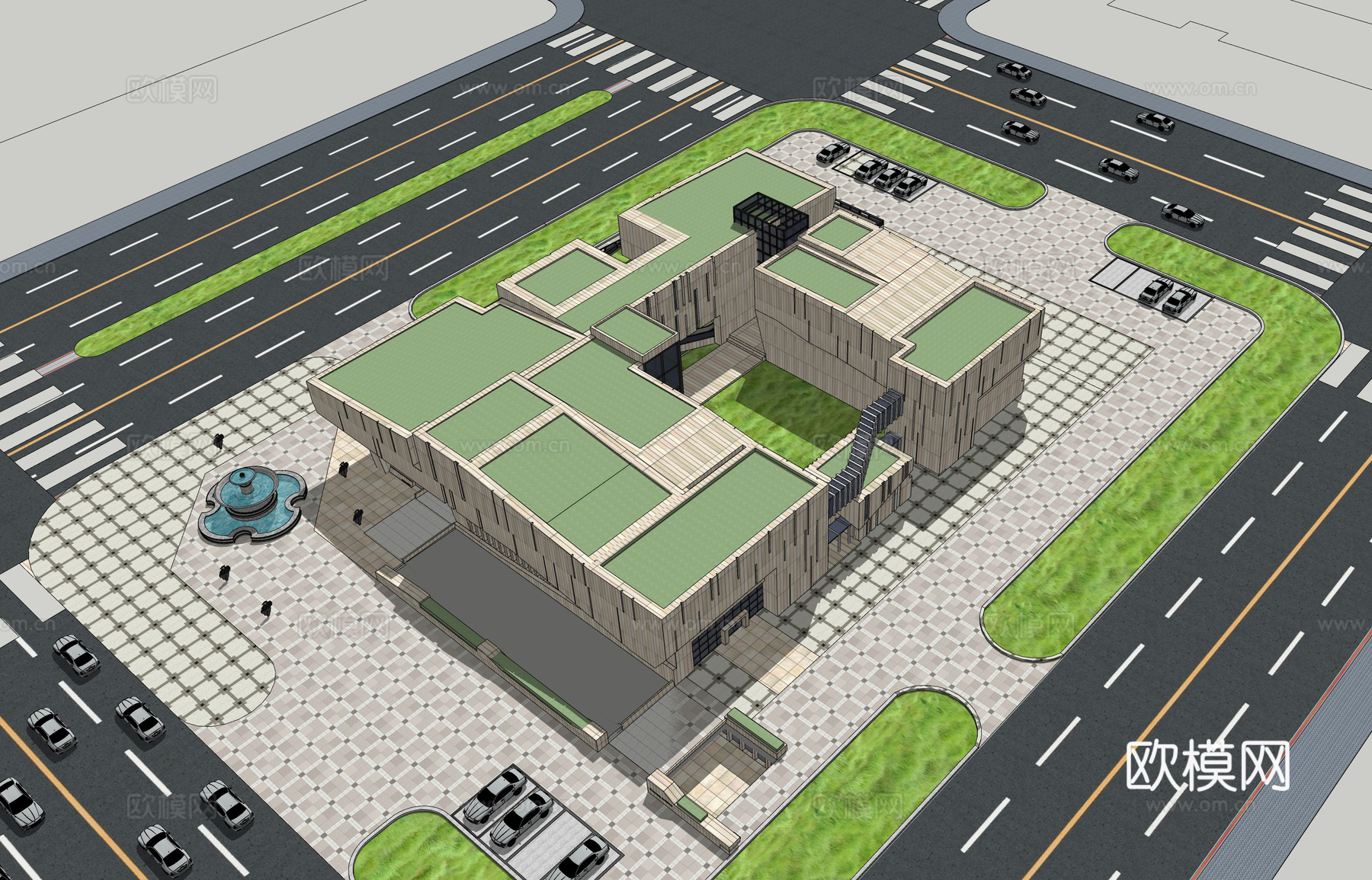 现代艺术博物馆建筑外观su模型下载