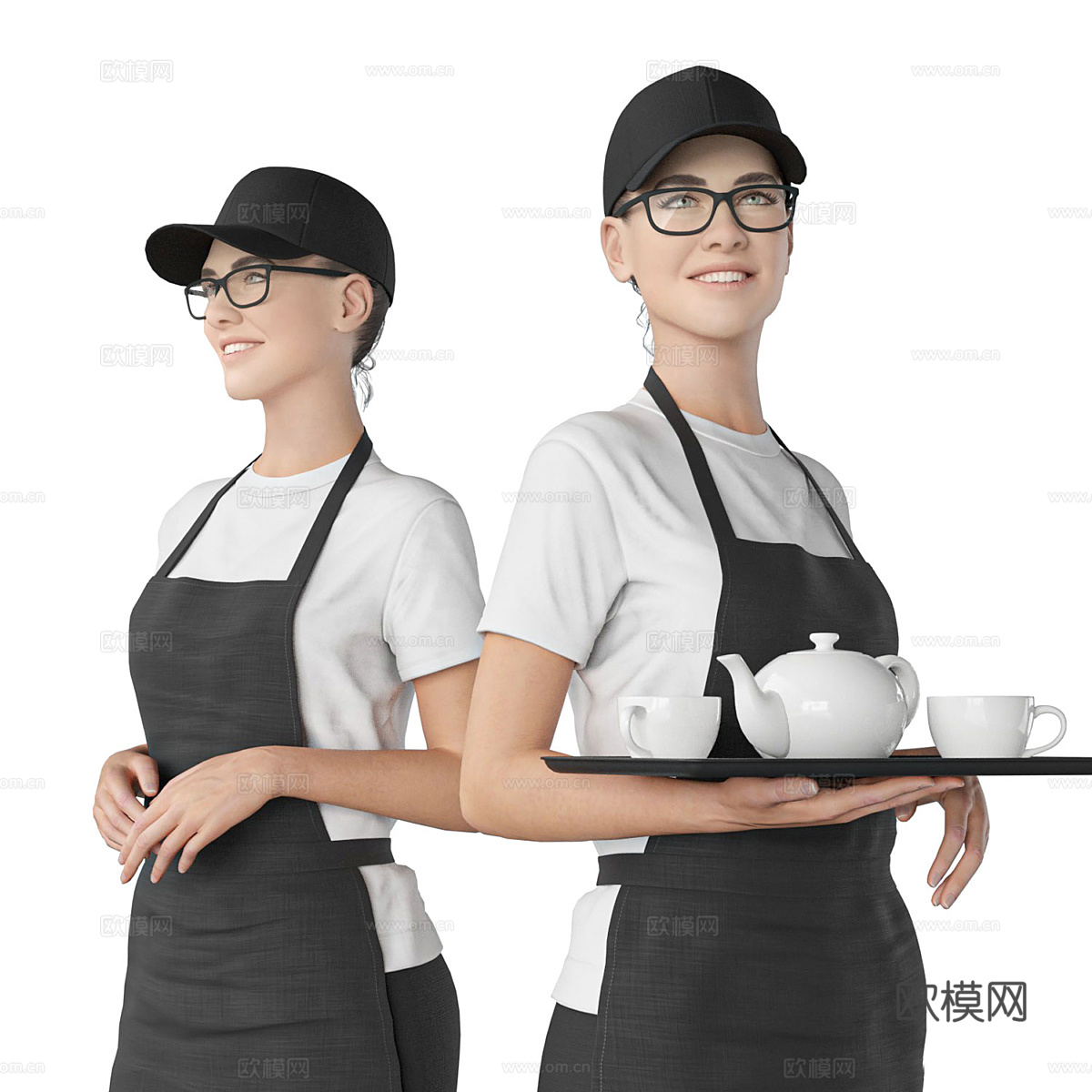 餐厅女服务员3d模型