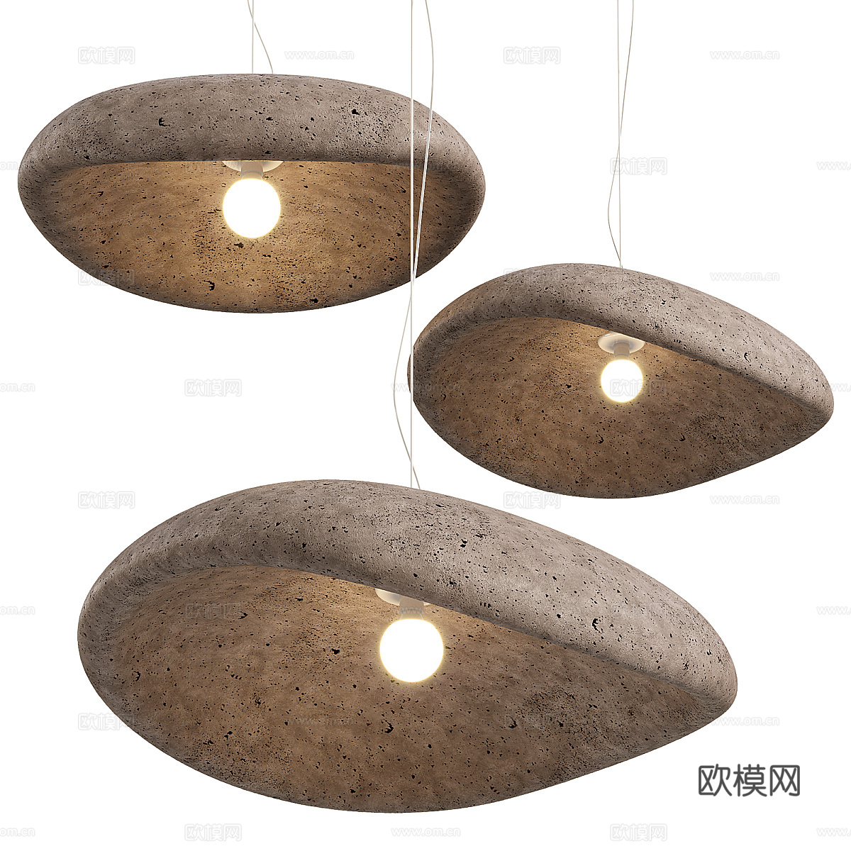 新中式侘寂陶制装饰吊灯3d模型