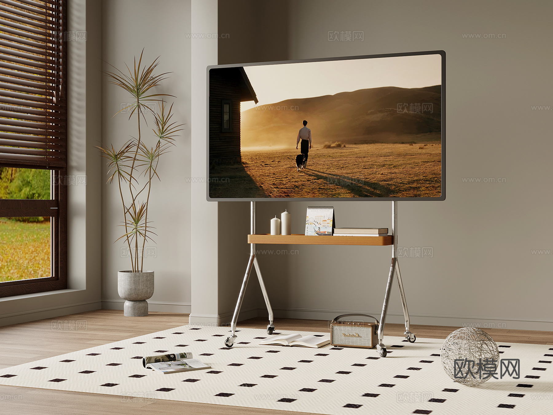 现代支架电视 移动电视3d模型