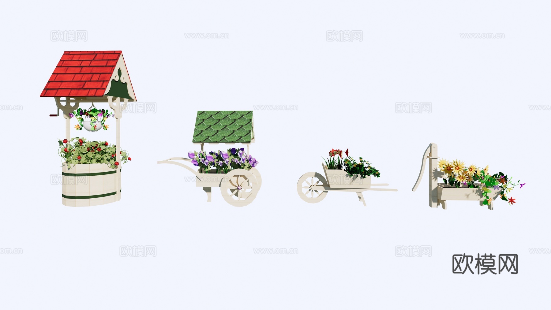 北欧花槽花箱su模型下载
