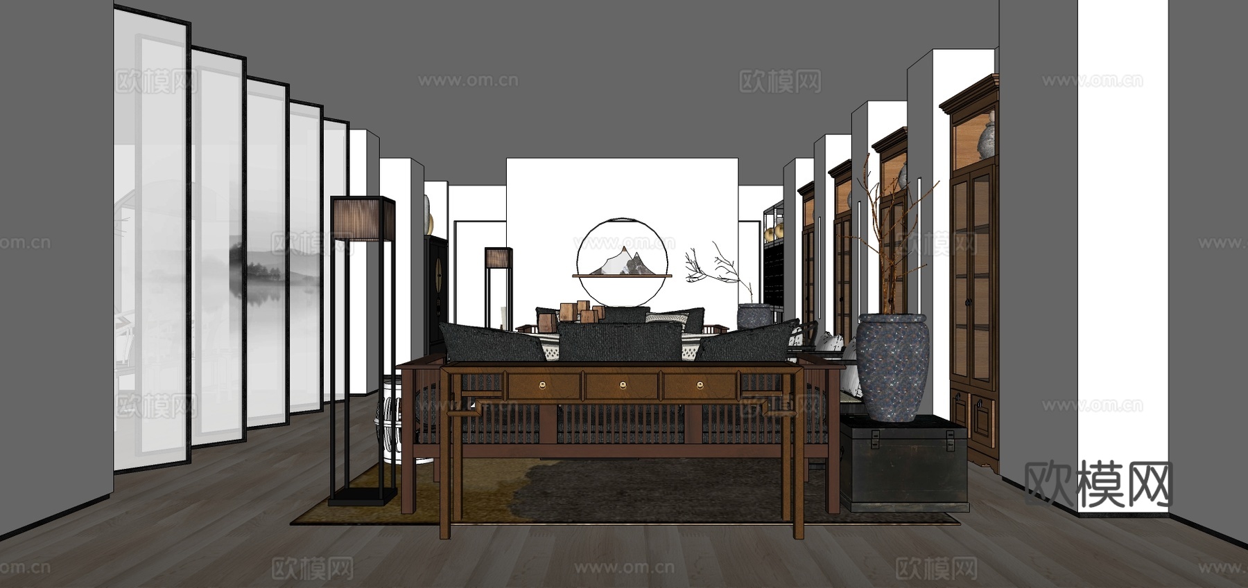 新中式家具家居专卖店su模型下载