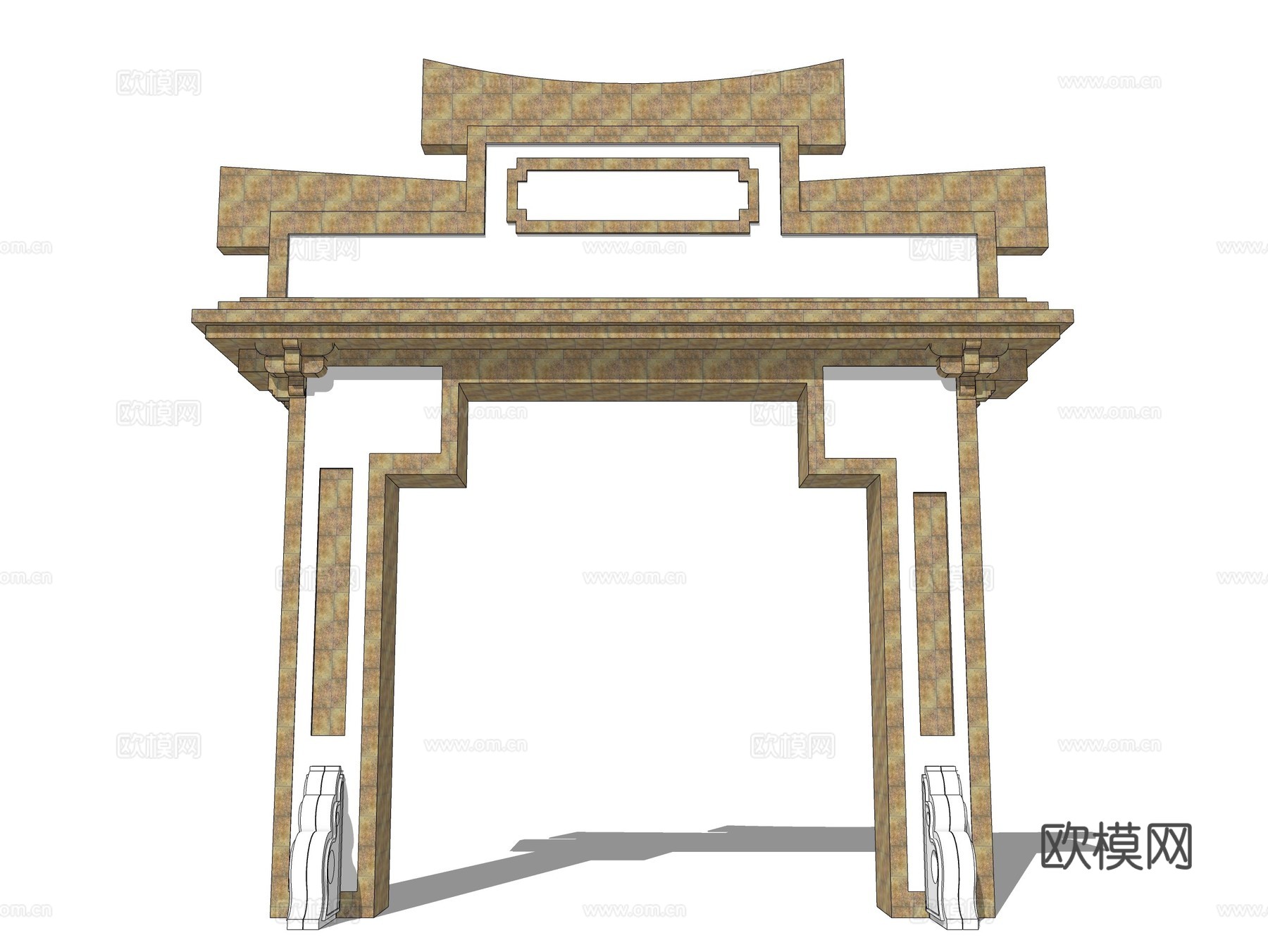 日式古建牌坊su模型下载