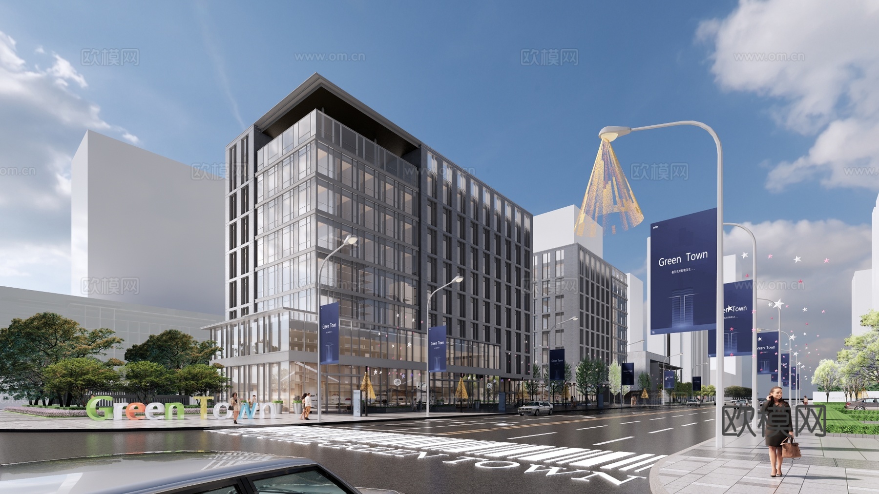 现代商业楼建筑外观su模型下载