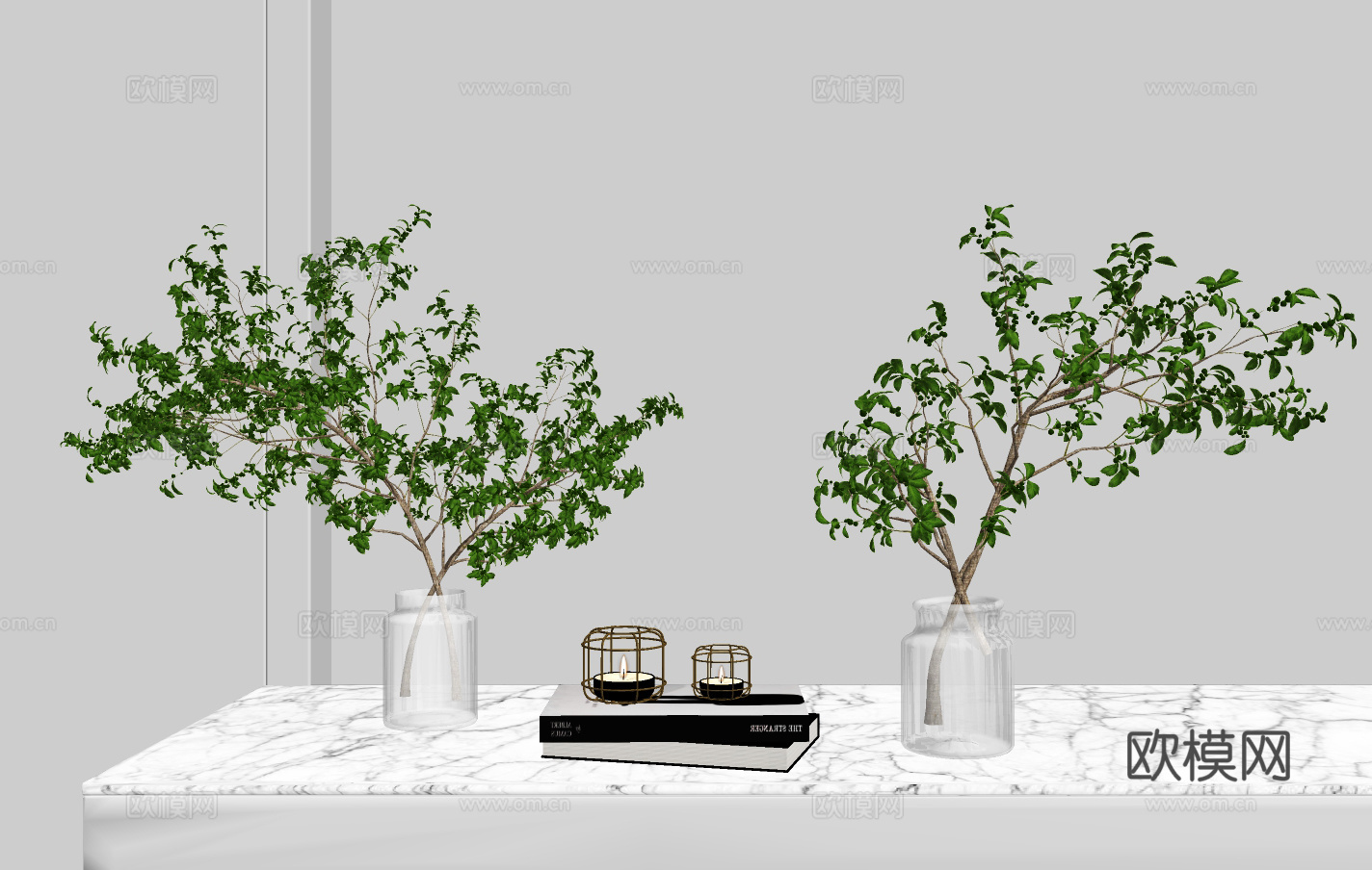 现代花瓶插花饰品摆件su模型下载
