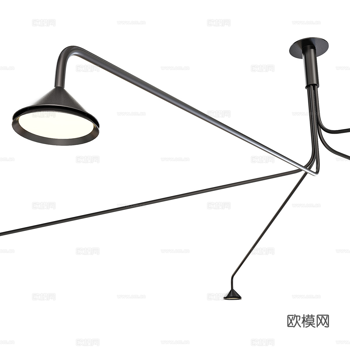 现代极简线性金属吸顶灯3d模型