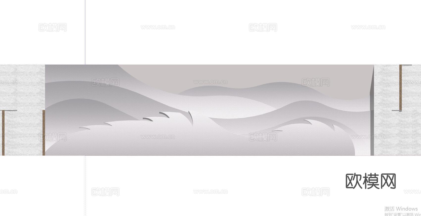 新中式景观墙su模型下载