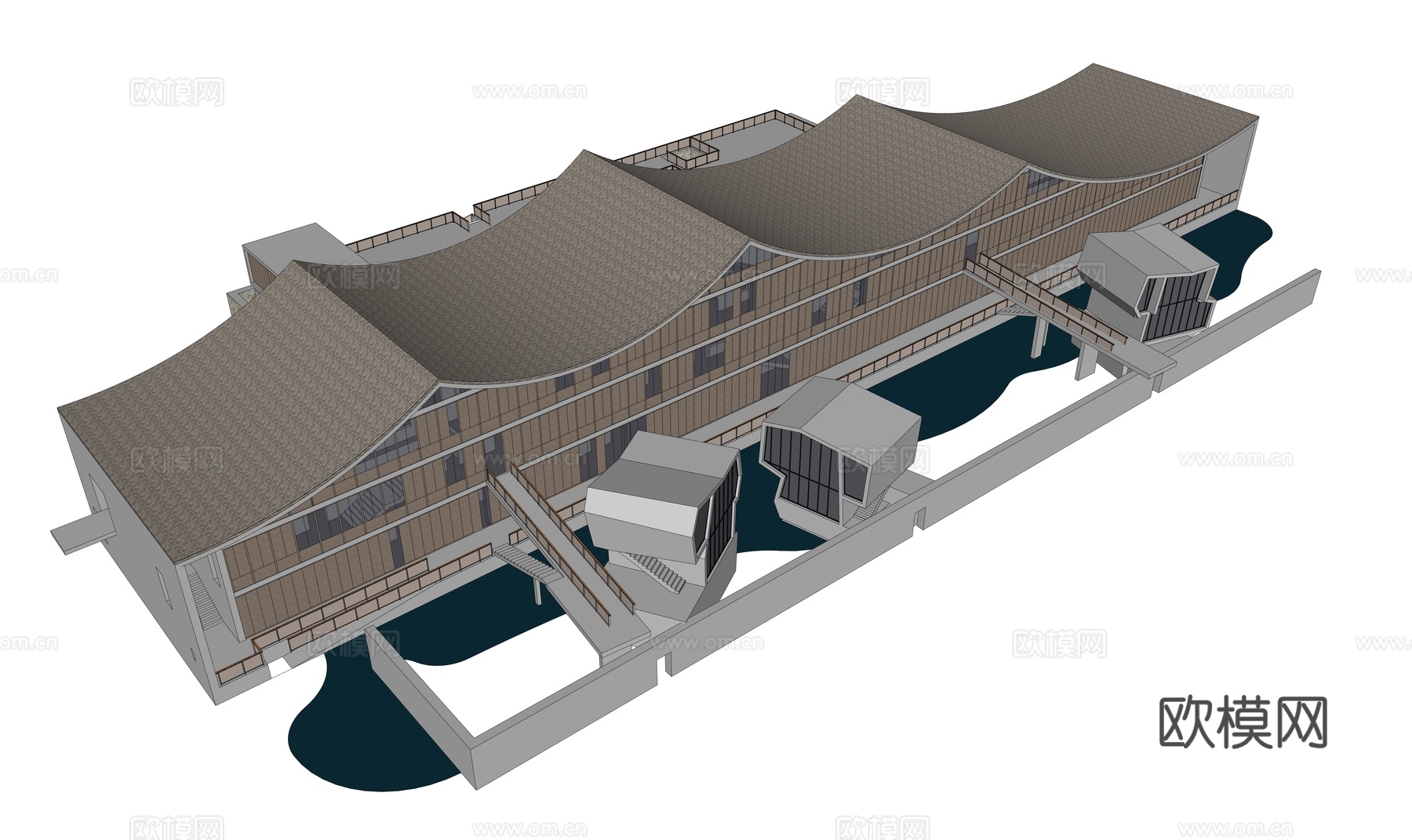 现代博物馆建筑外观su模型下载