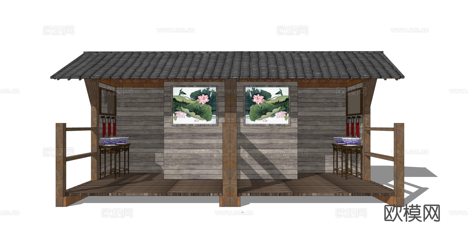 新中式公厕外观su模型下载