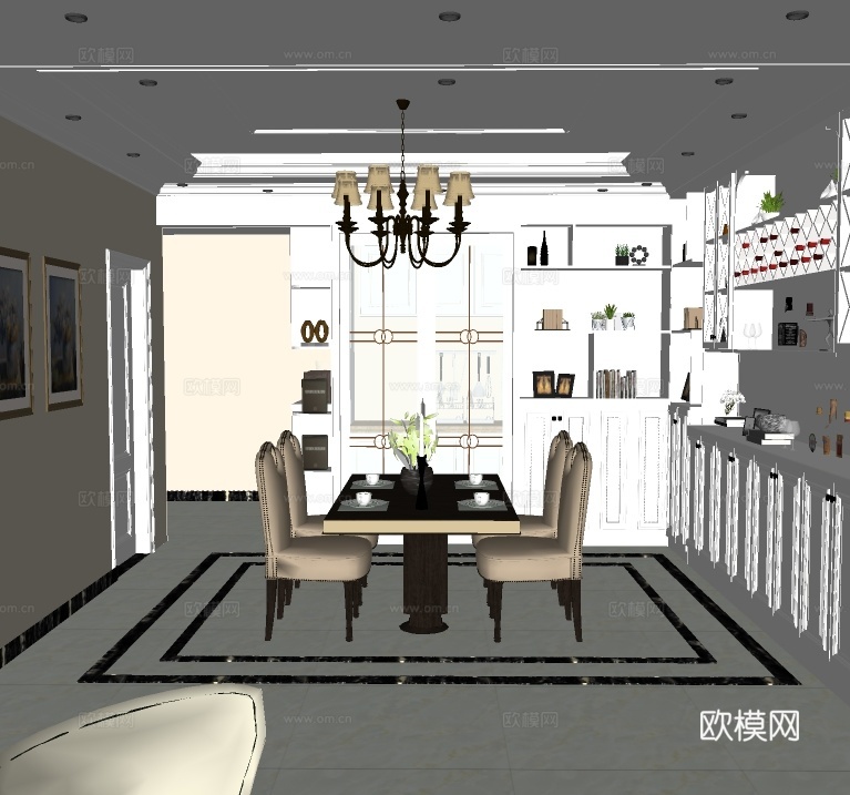 简美餐厅su模型下载