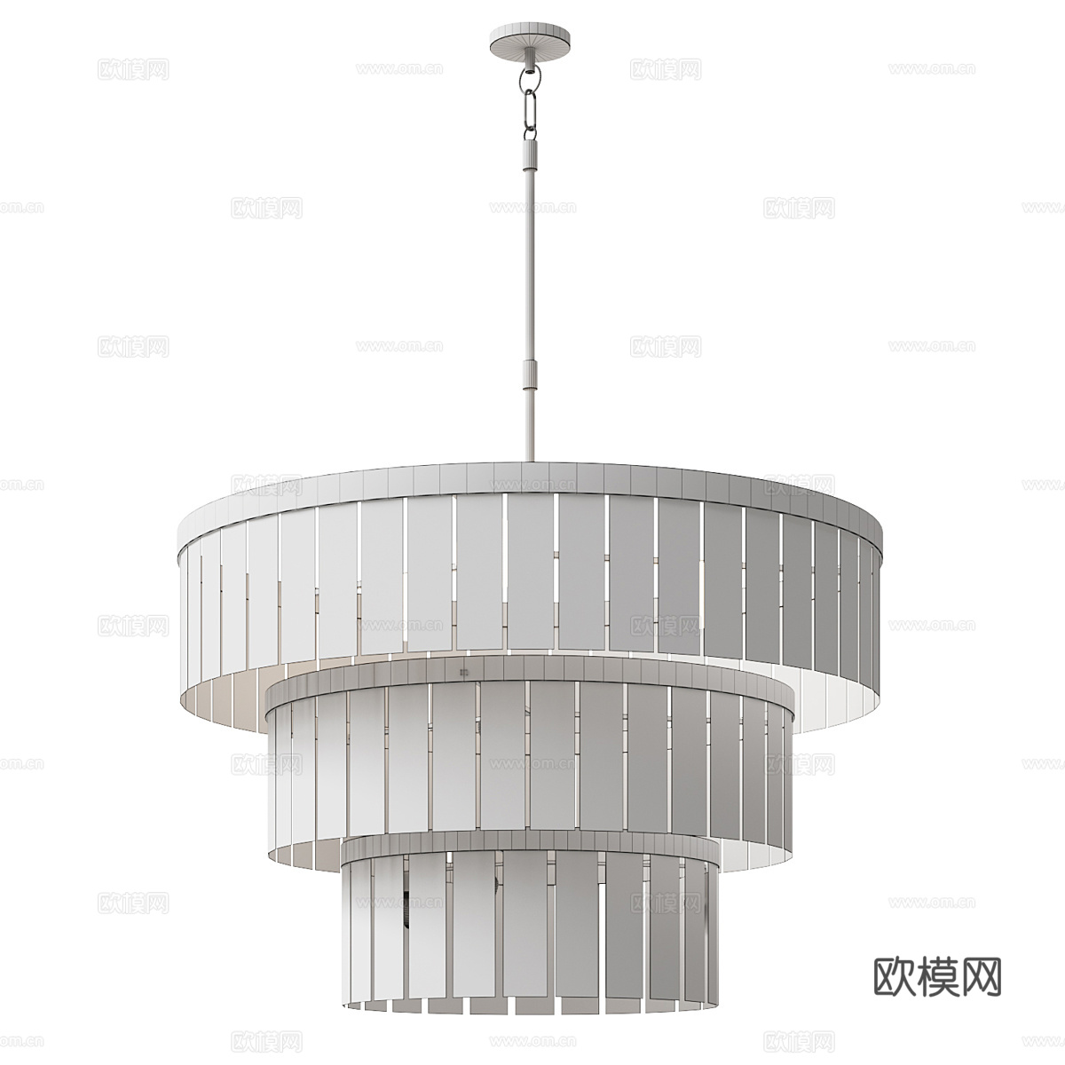 新中式圆形透光石装饰吊灯3d模型